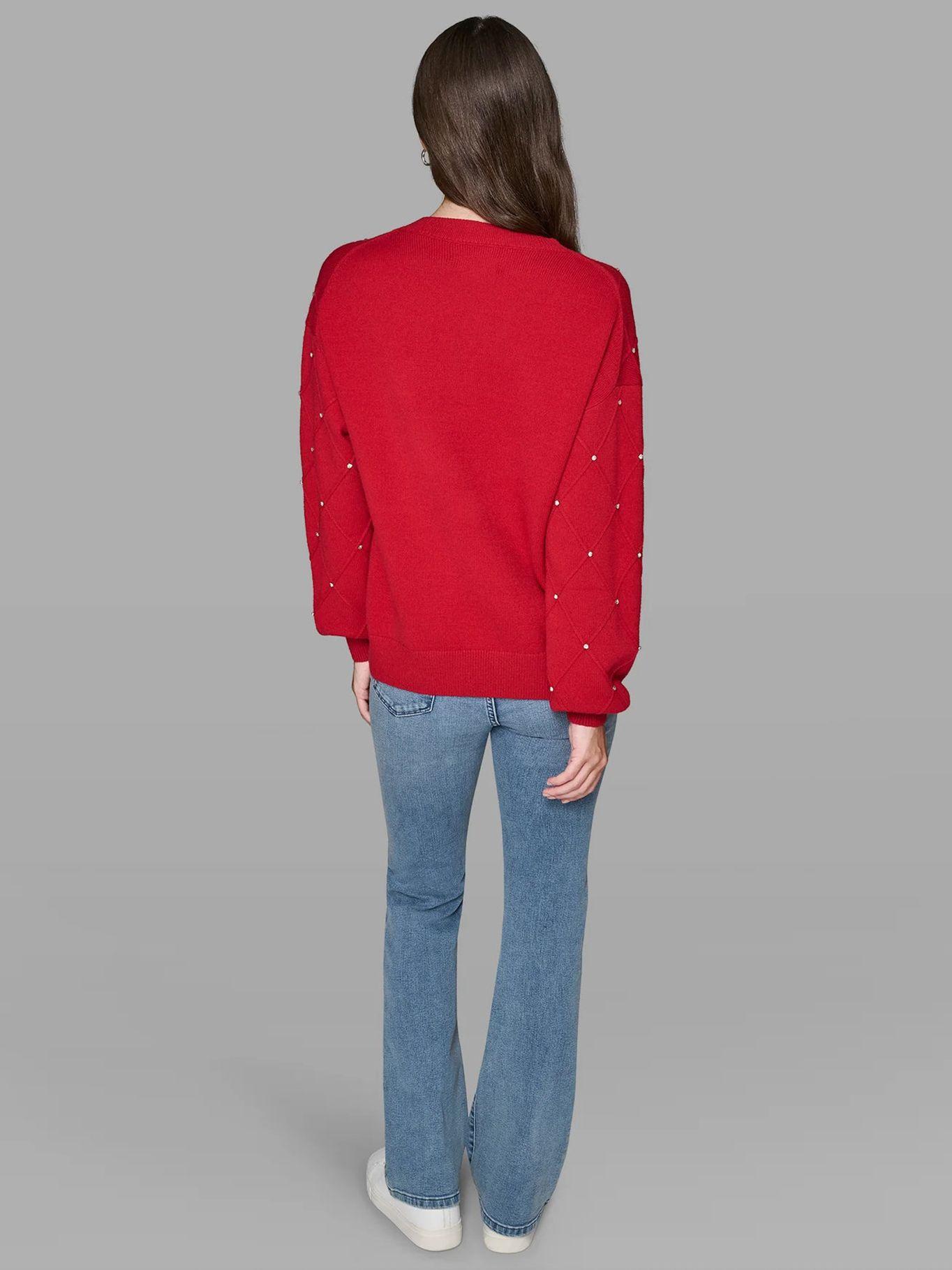 Sweater con pedrería incrustada Rojo Karl Lagerfeld-2