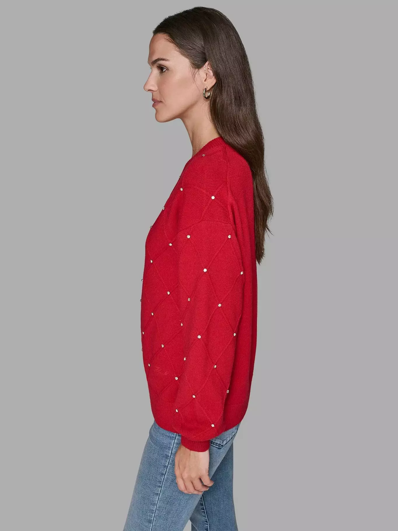 Sweater con pedrería incrustada Rojo Karl Lagerfeld-3