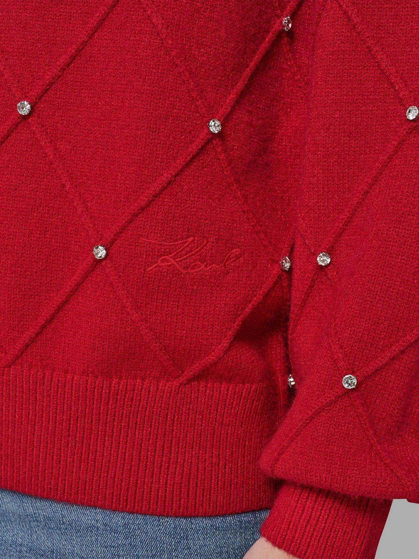 Sweater con pedrería incrustada Rojo Karl Lagerfeld-4