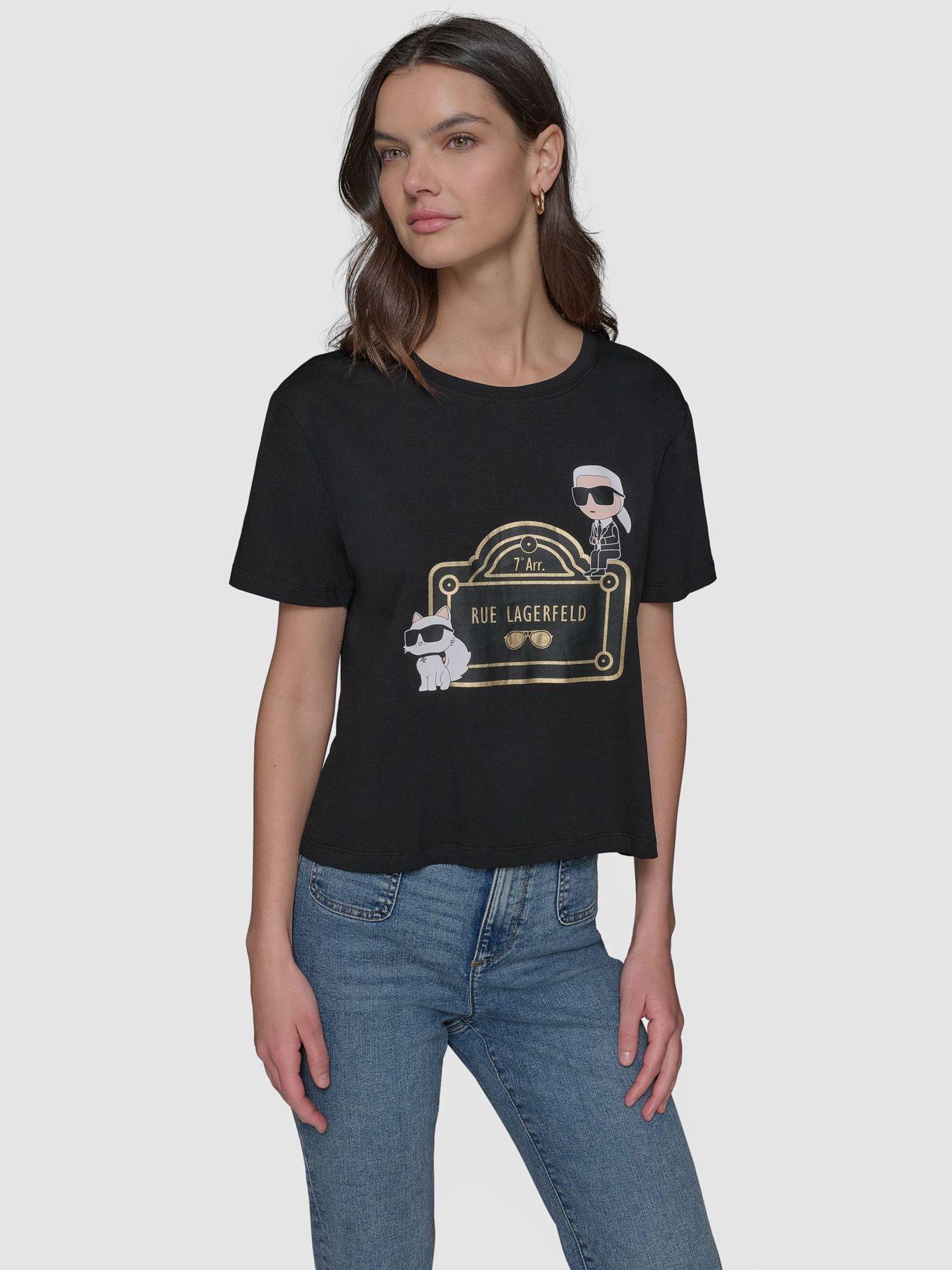 Polera crop estampado Lagerfeld Negro Karl Lagerfeld-0