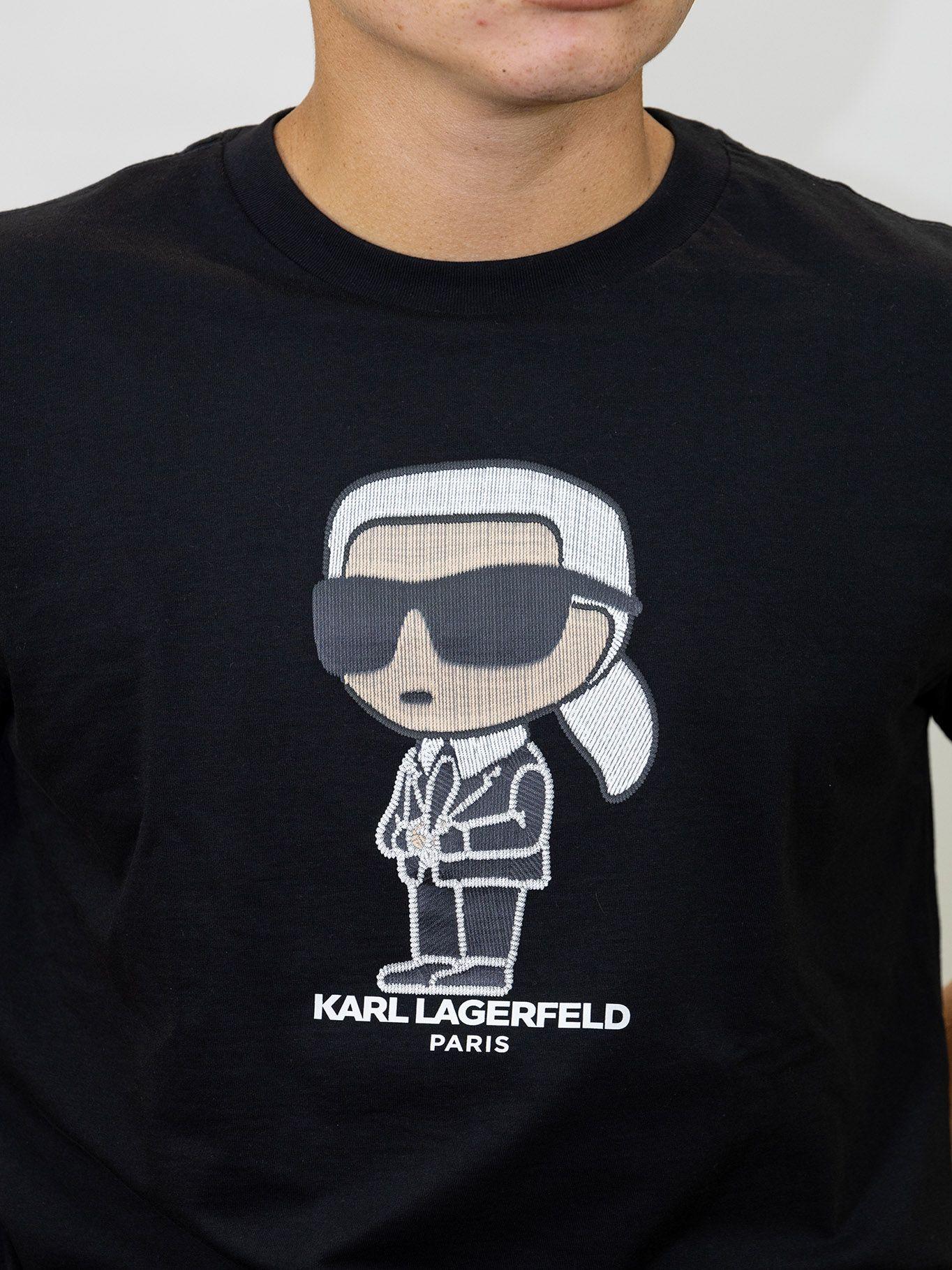 Polera con estampado de bordado completo Negro-2