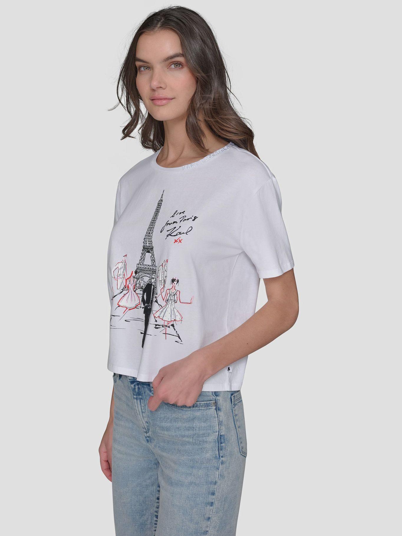 Polera estampado Eiffel & Fashion Blanco Karl Lagerfeld-4