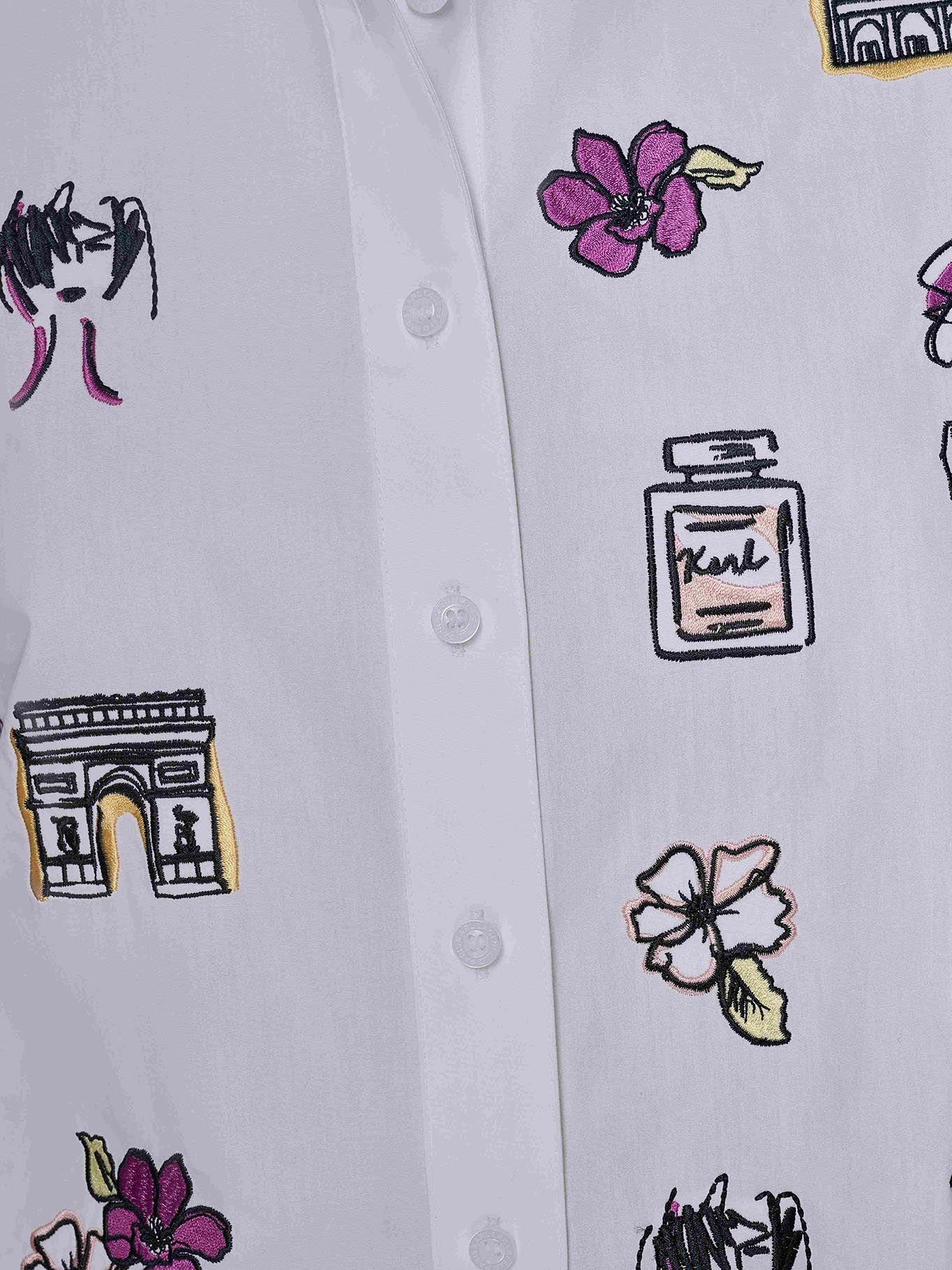 Camisa camp bordada Blanco Karl Lagerfeld-5