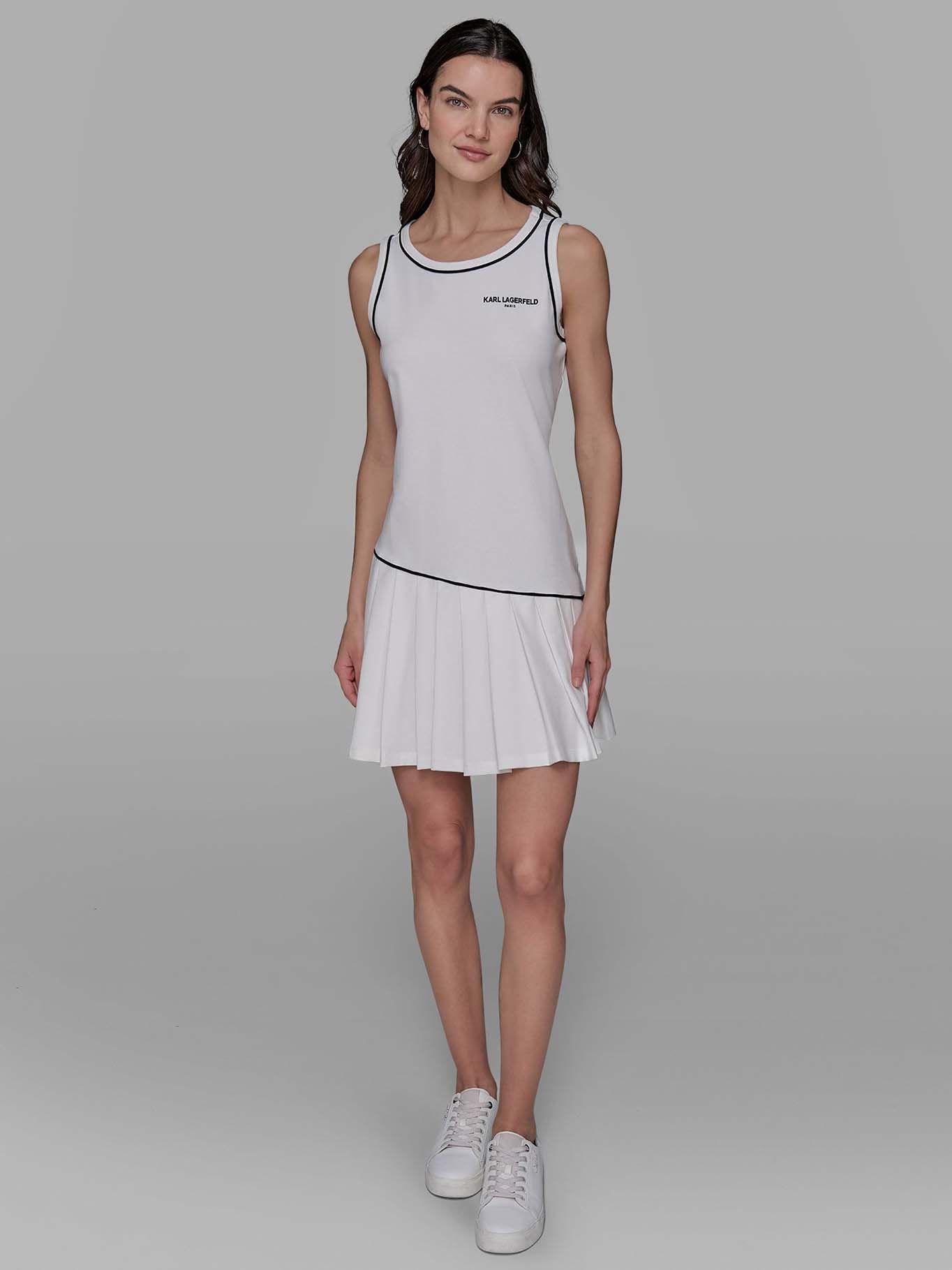Vestido plisado - ESSENTIALS Blanco Karl Lagerfeld-1