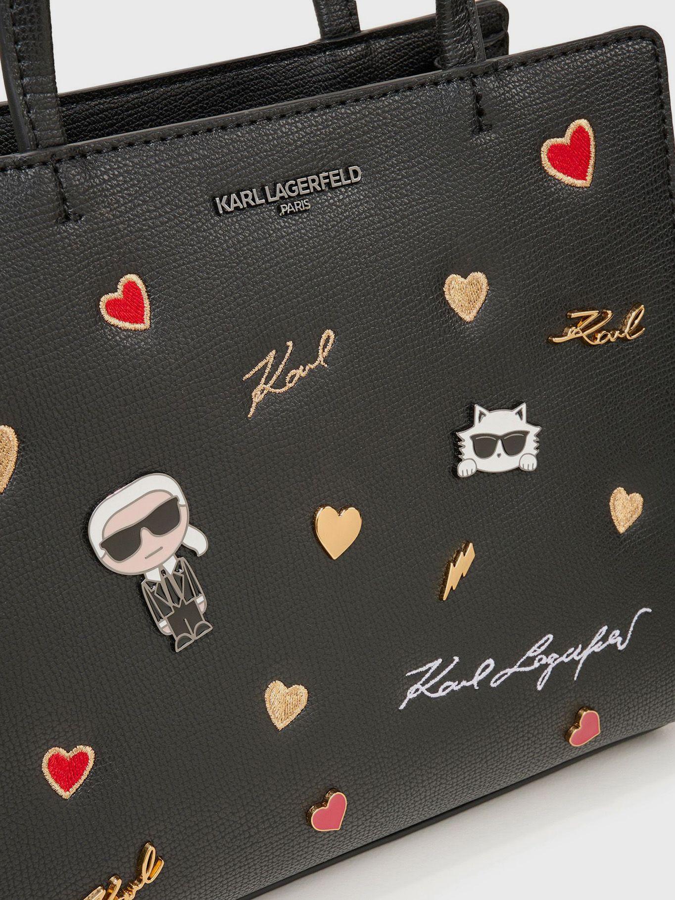 Cartera satchel de pines - Maybelle Negro Karl-3