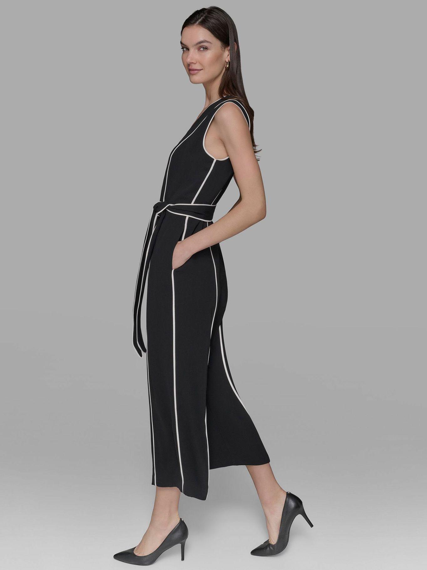 Vestido enterizo detalle contraste Negro Karl Lagerfeld-3