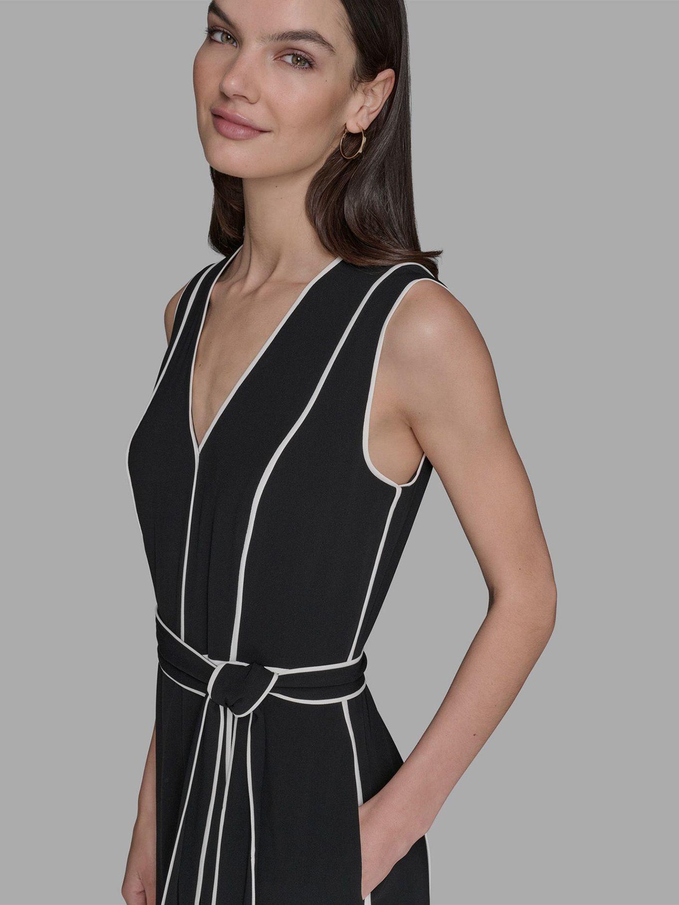 Vestido enterizo detalle contraste Negro Karl Lagerfeld-4