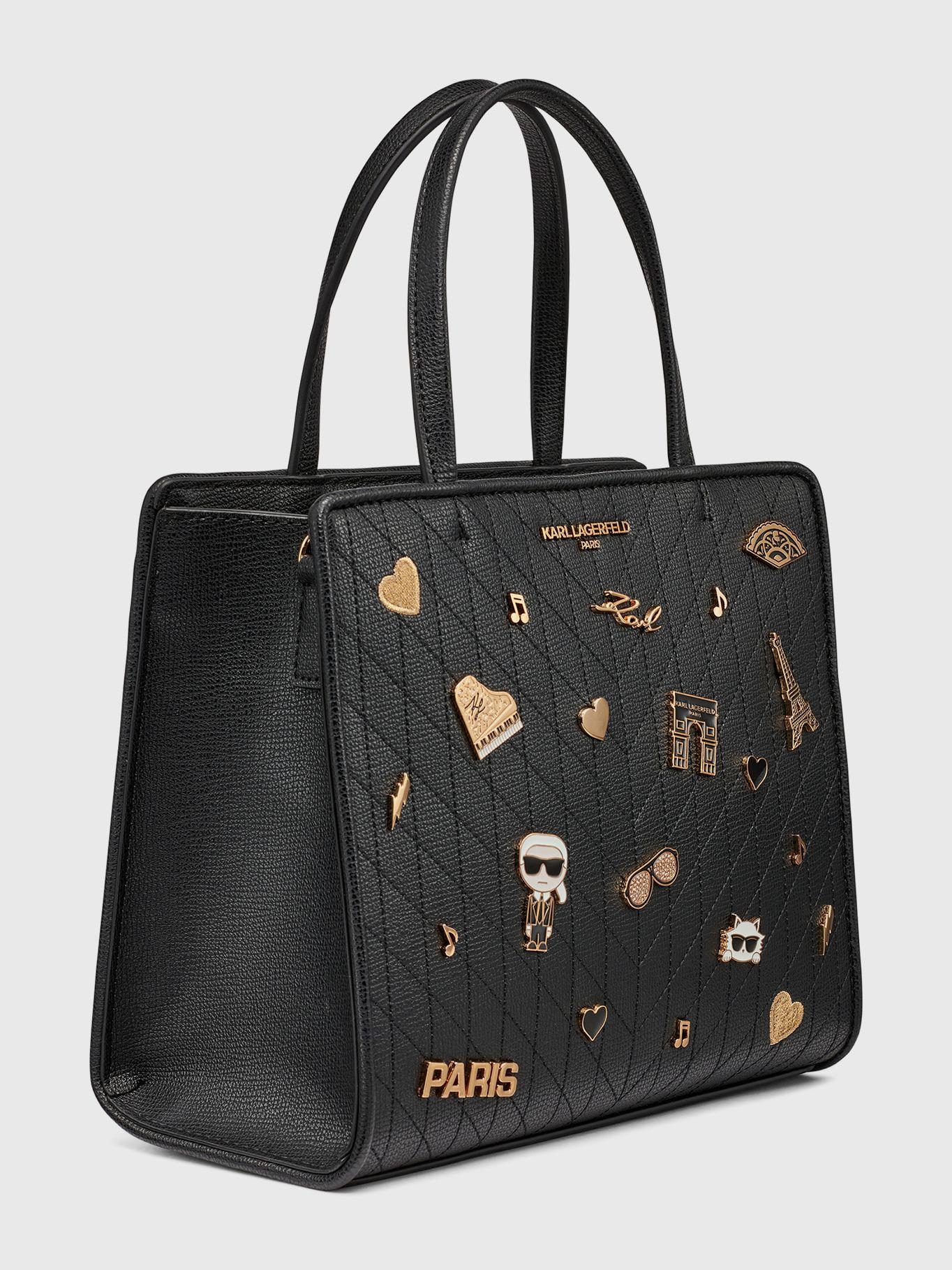 Cartera satchel con aplicaciones decorativas Negro-2