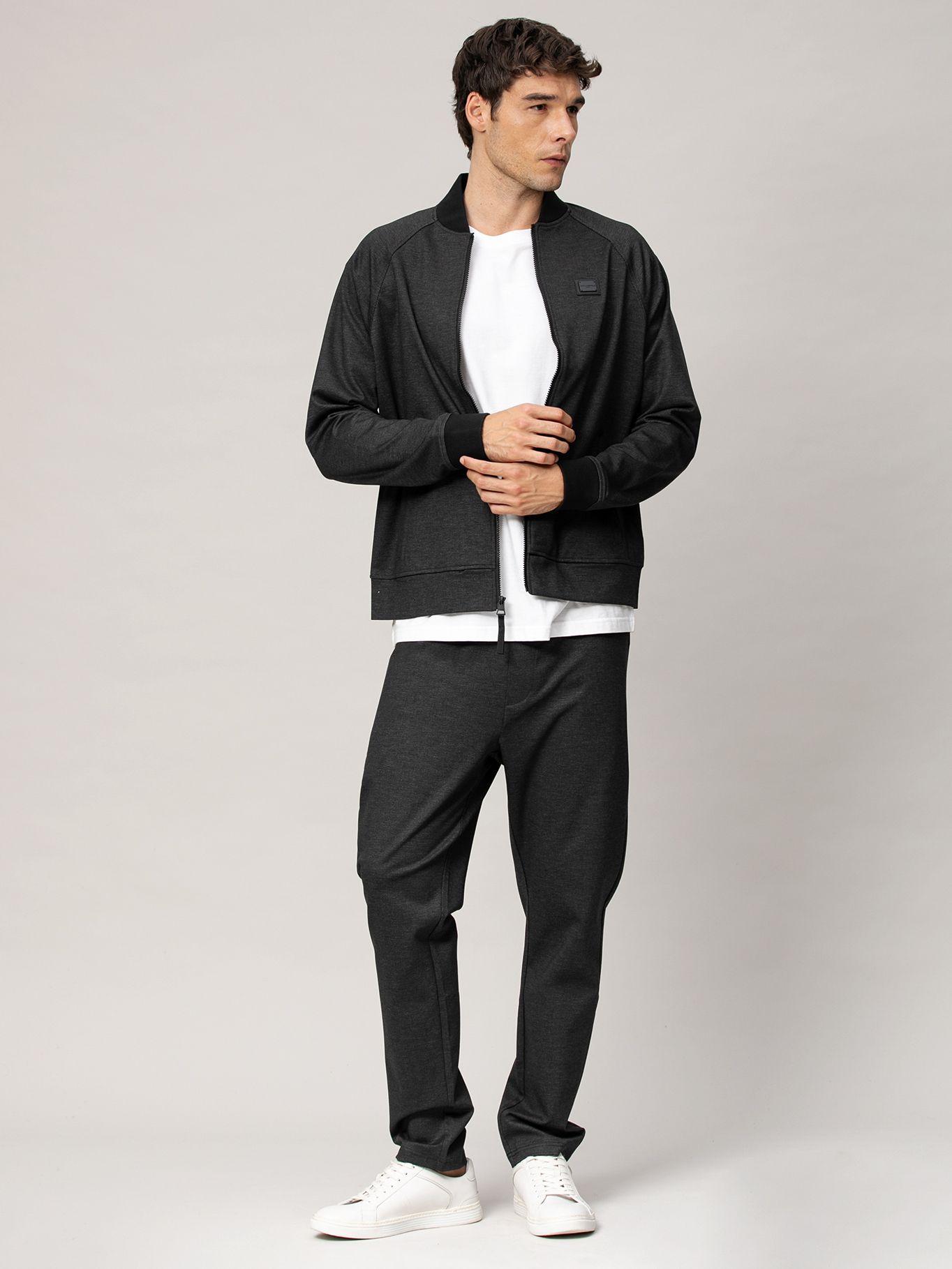 Pantalón de felpa texturizada y logo Negro Karl Lagerfeld-0