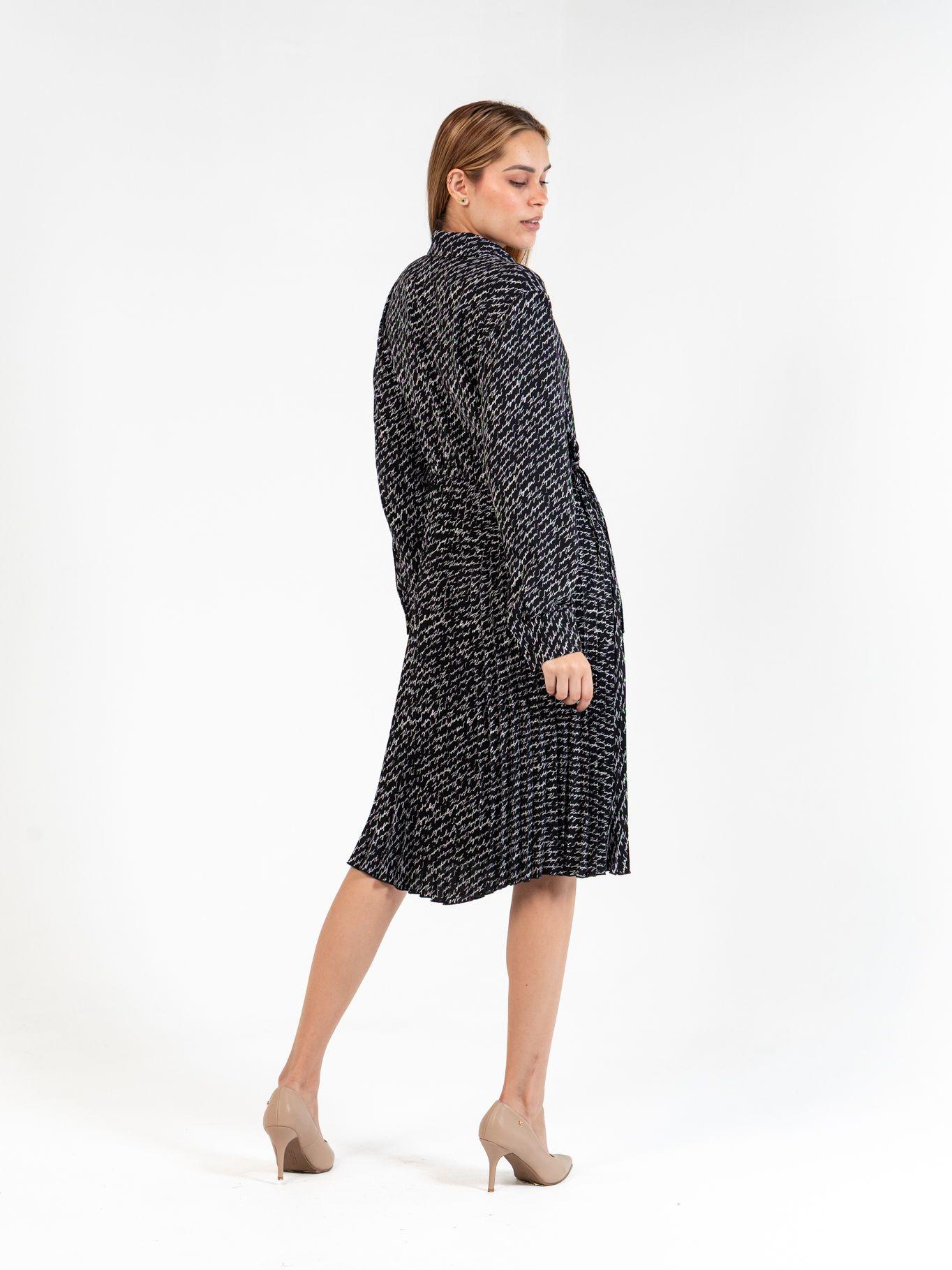 Vestido midi con estampado firma Negro Karl Lagerfeld-1
