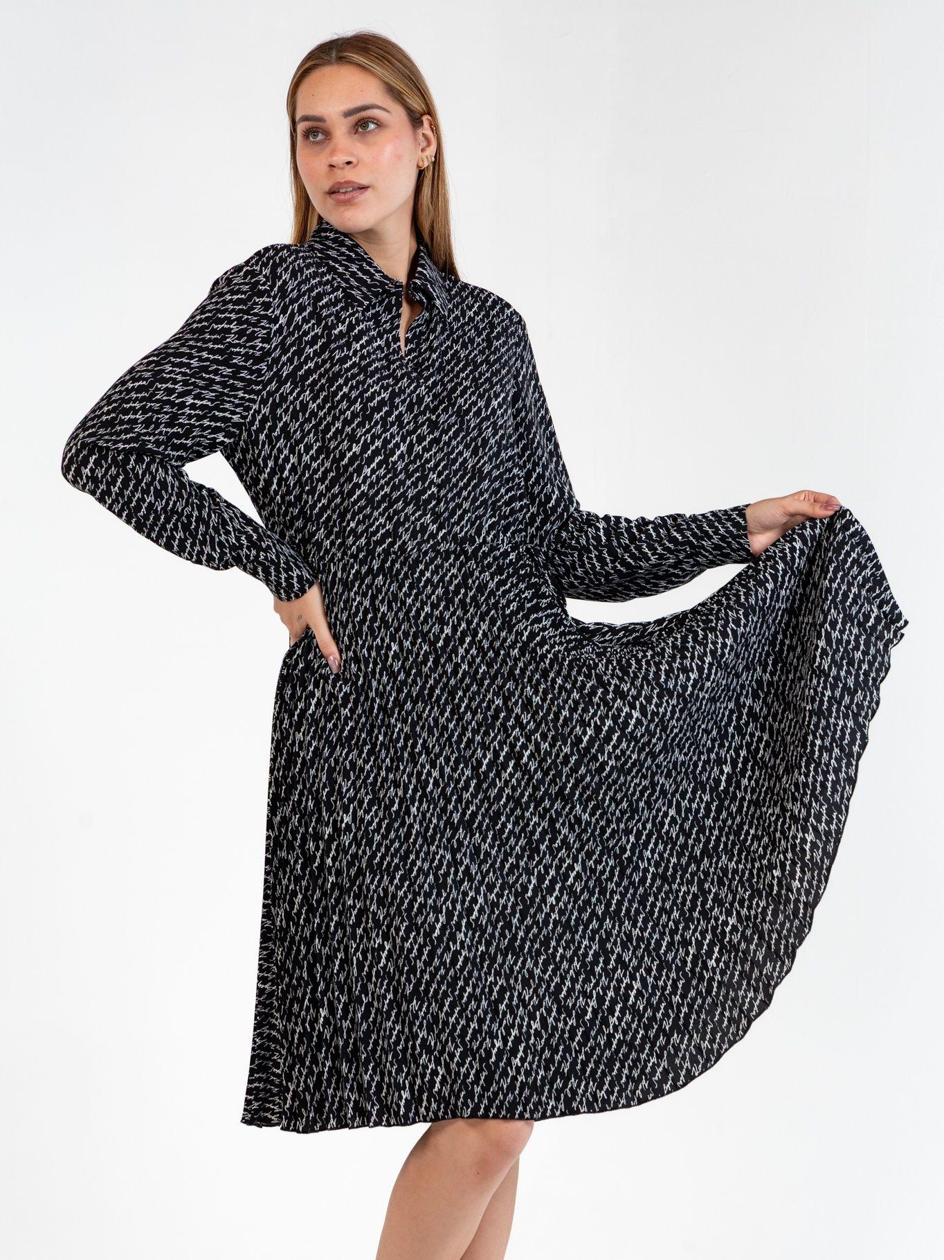 Vestido midi con estampado firma Negro Karl Lagerfeld-2