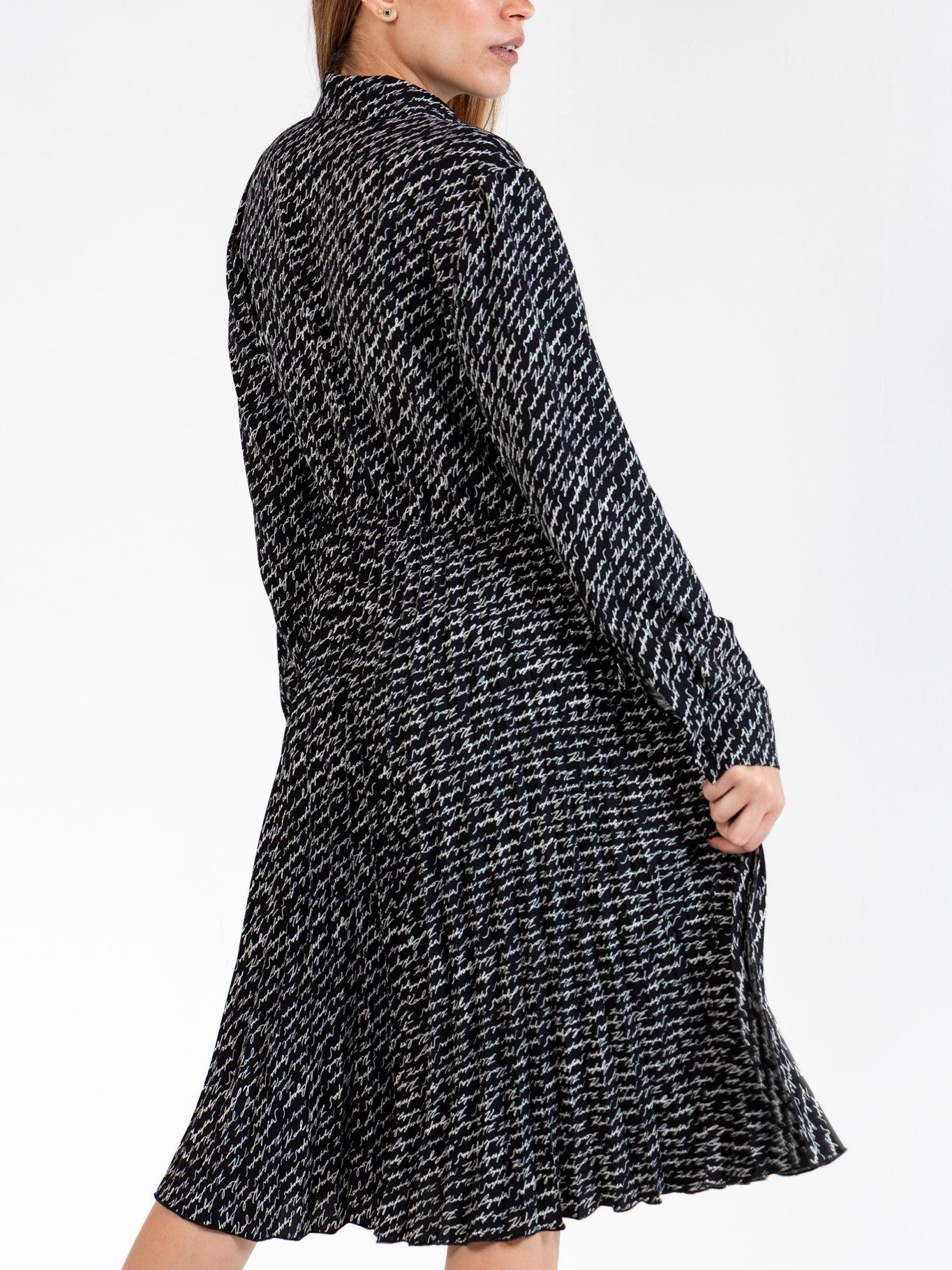 Vestido midi con estampado firma Negro Karl Lagerfeld-3