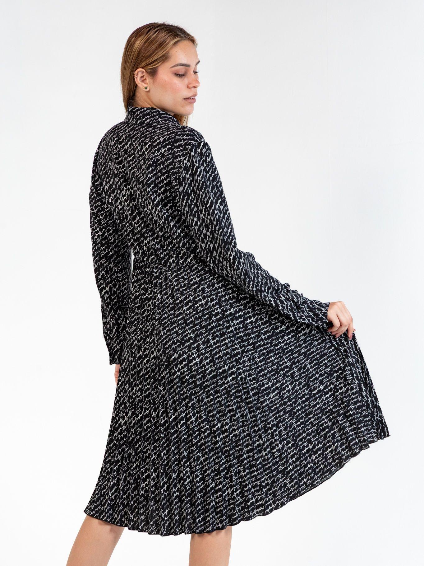Vestido midi con estampado firma Negro Karl Lagerfeld-4
