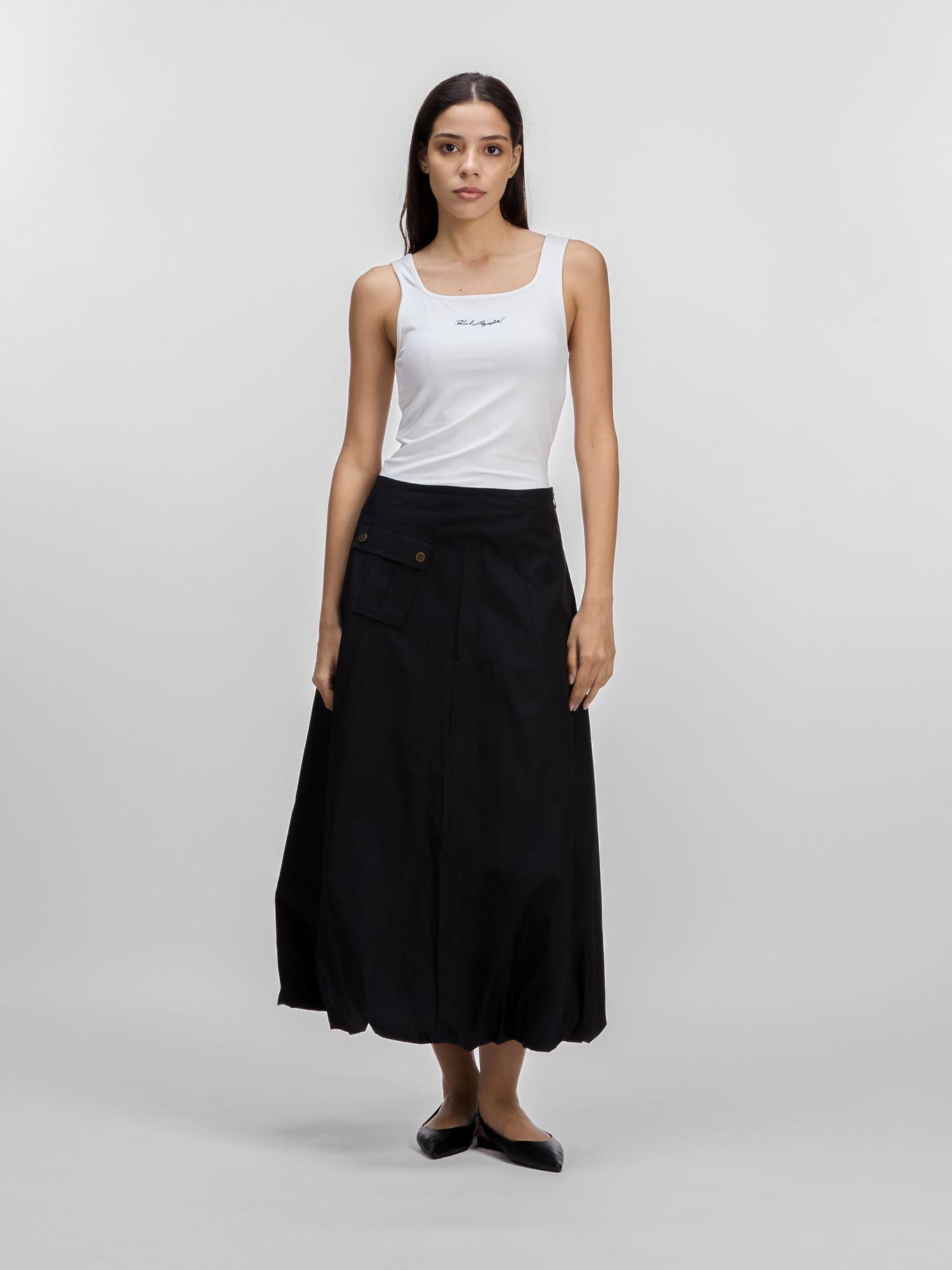 Falda midi bubble Negro Karl Lagerfeld-3