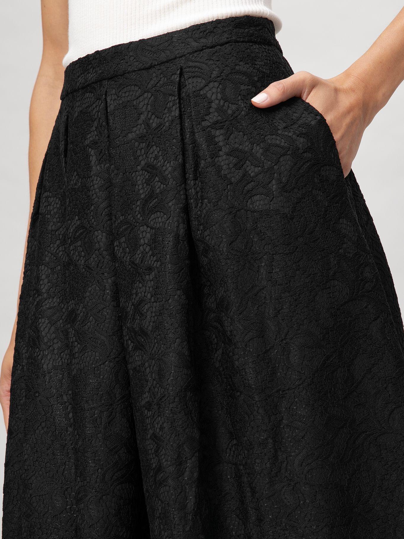 Falda midi con encaje scuba Negro Karl Lagerfeld-3