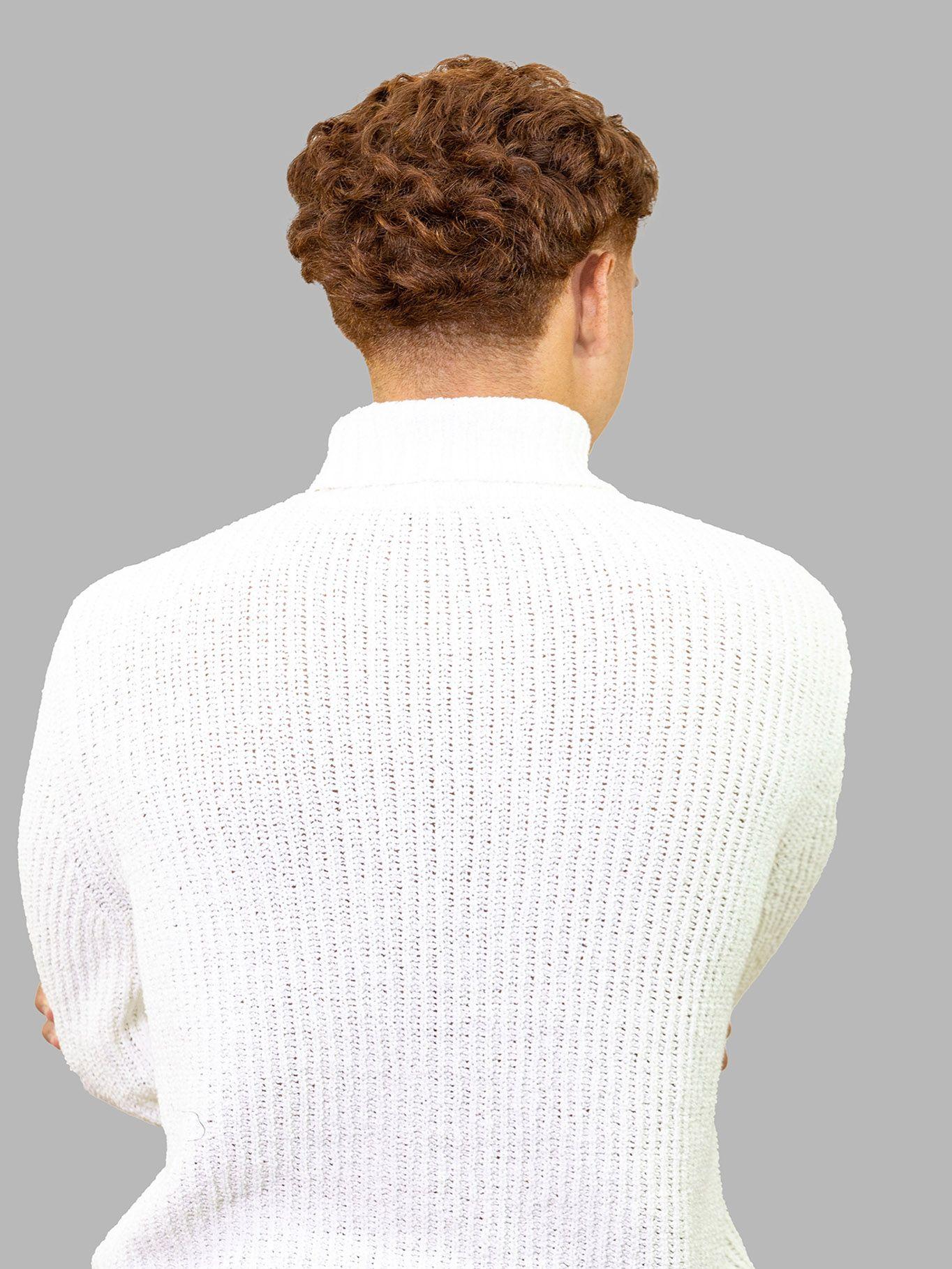 Sweater de cuello alto texturizado Blanco Karl-1