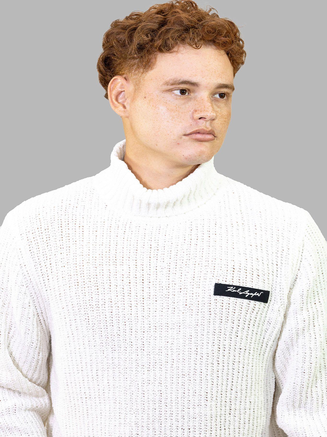 Sweater de cuello alto texturizado Blanco Karl-2