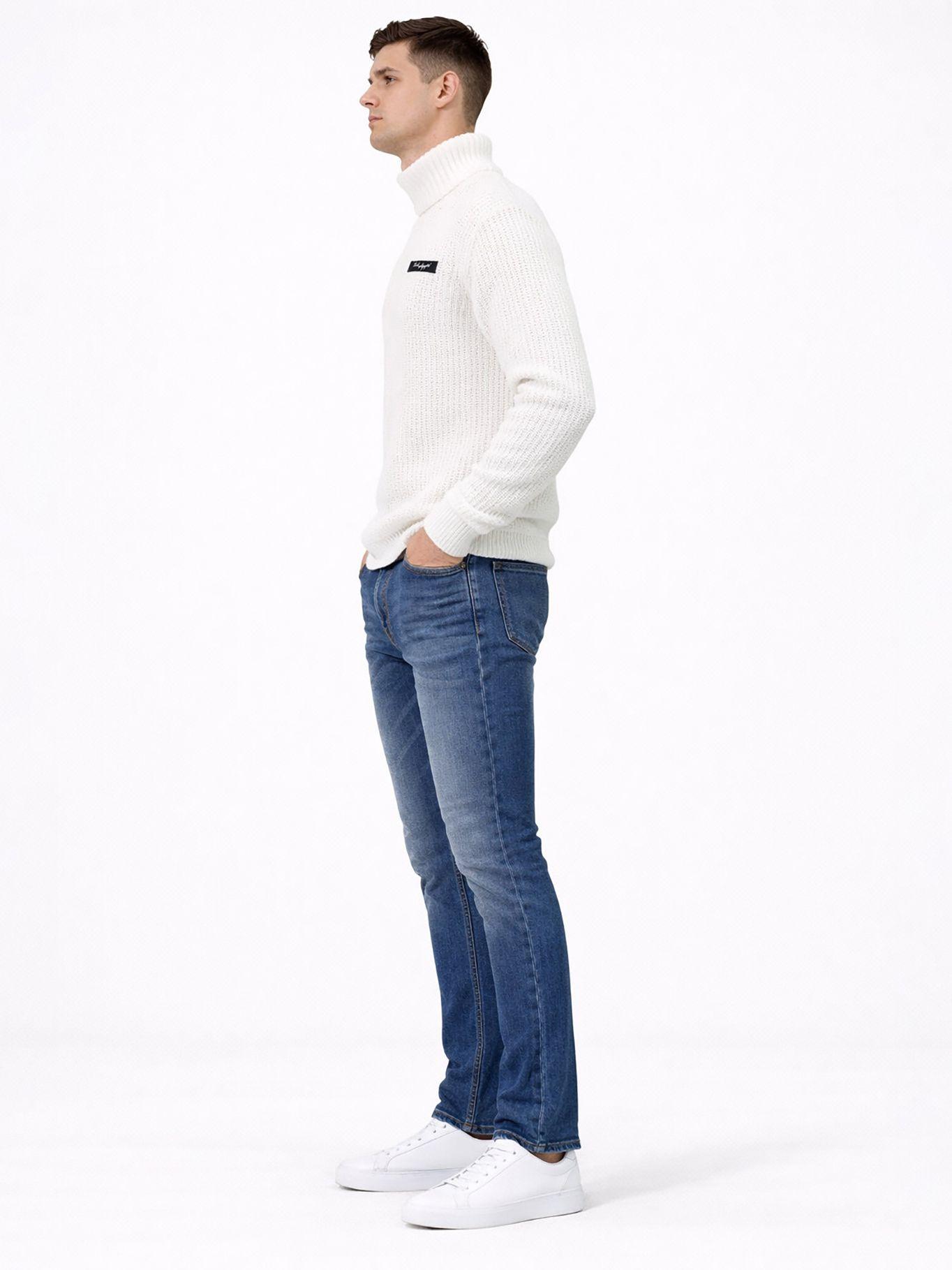 Sweater de cuello alto texturizado Blanco Karl-3