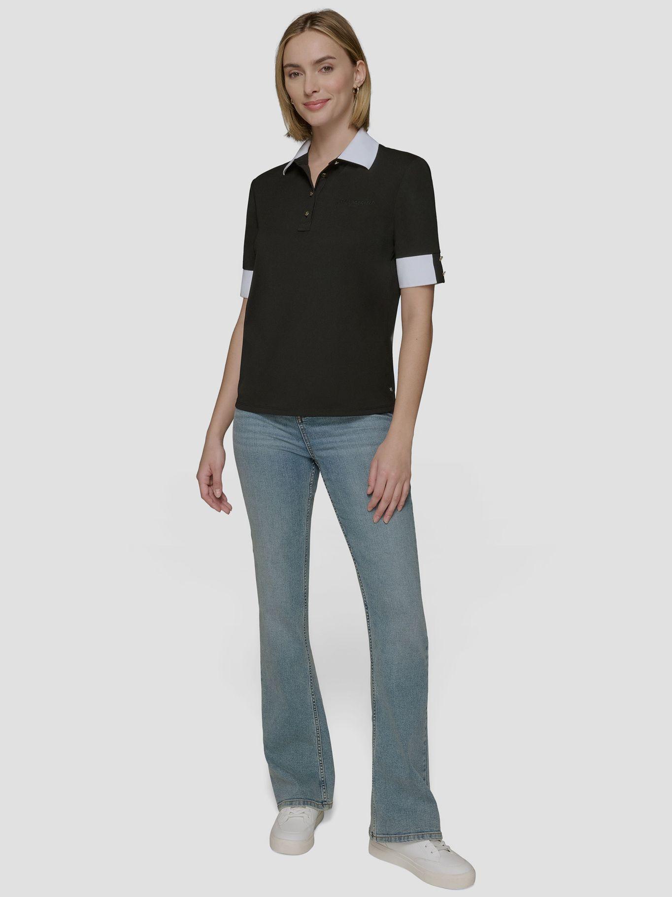 Polera henley de puño en contraste Negro Karl Lagerfeld-1
