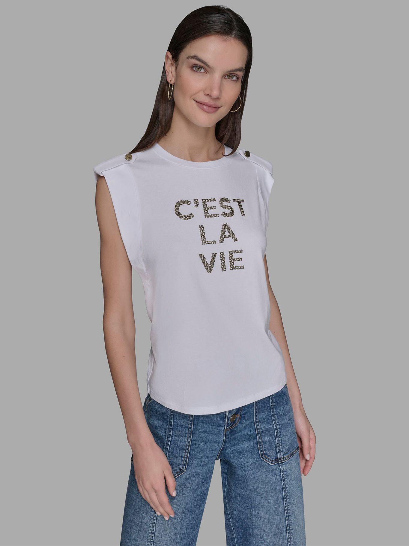 Polera estampado C EST LA VIE Blanco Karl Lagerfeld-0