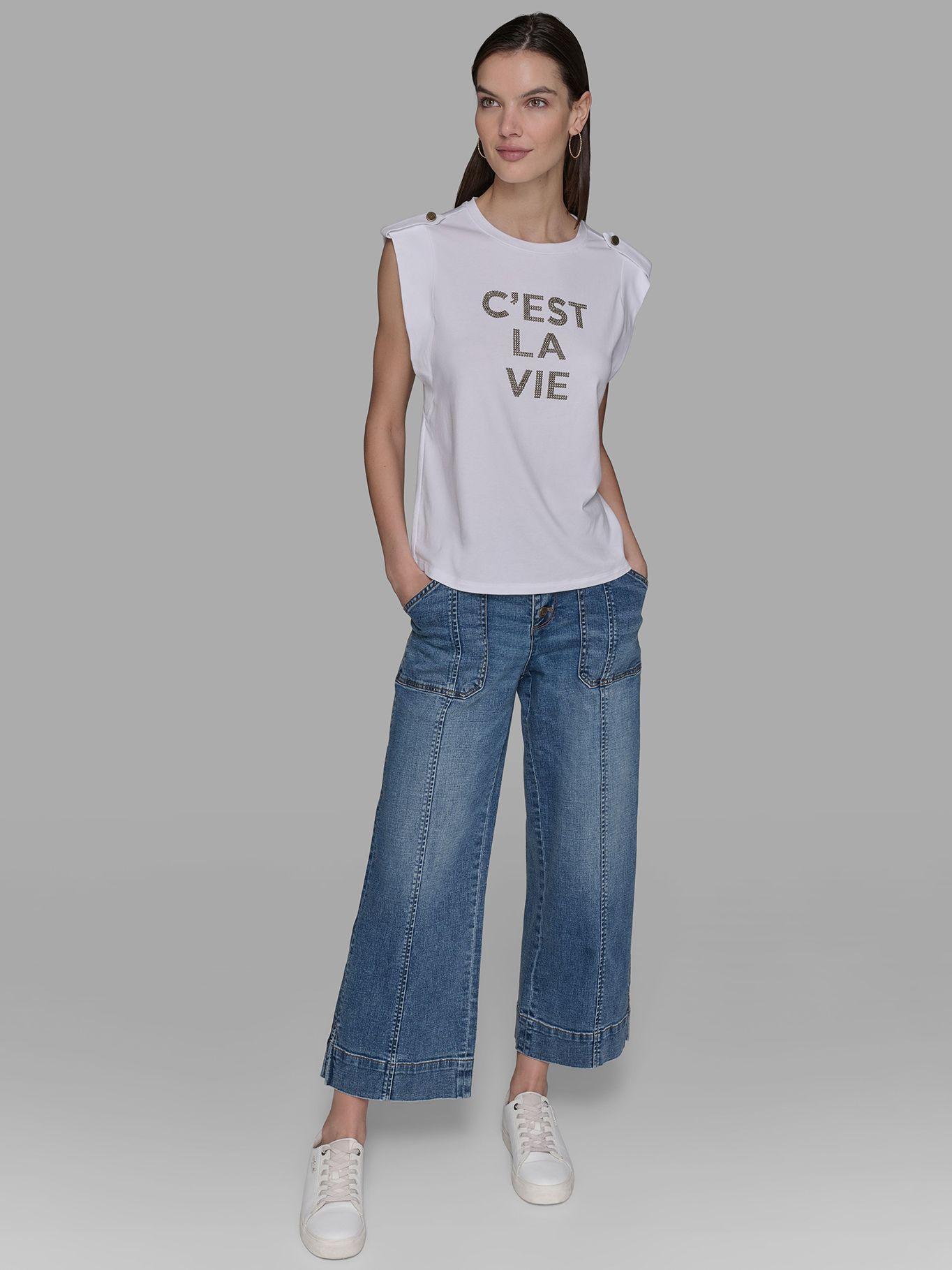 Polera estampado C EST LA VIE Blanco Karl Lagerfeld-1