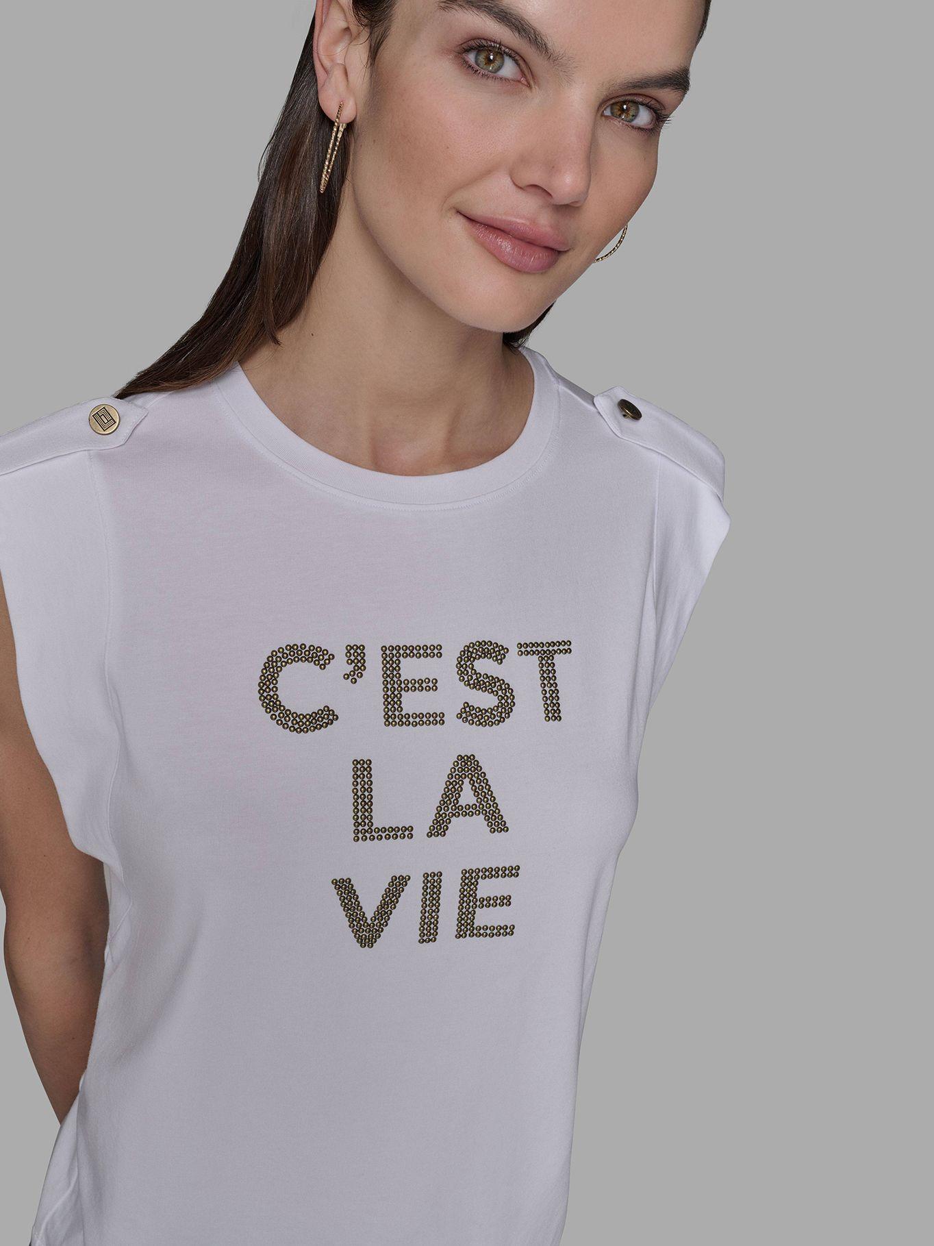 Polera estampado C EST LA VIE Blanco Karl Lagerfeld-4