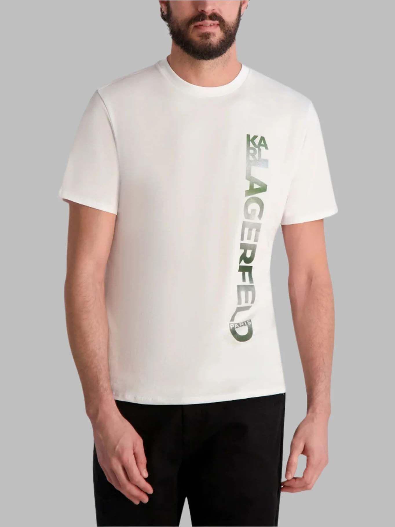 Polera de logo de efecto metálico Blanco Karl Lagerfeld-0