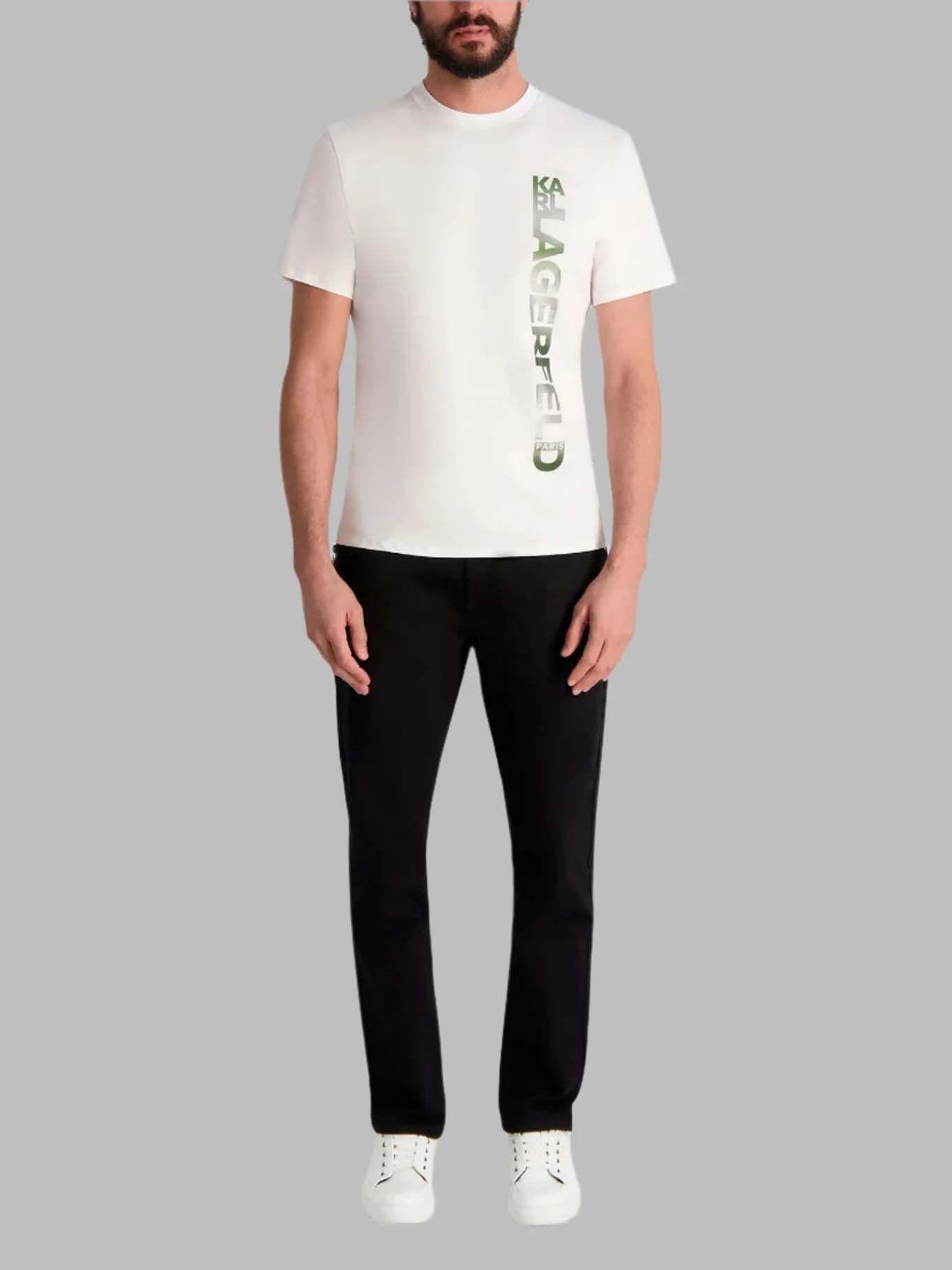 Polera de logo de efecto metálico Blanco Karl Lagerfeld-3