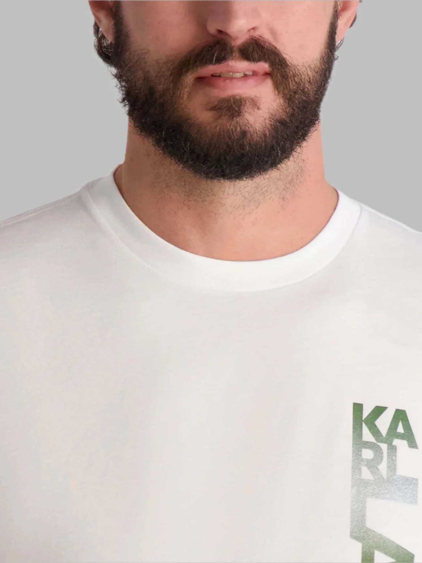 Polera de logo de efecto metálico Blanco Karl Lagerfeld-4