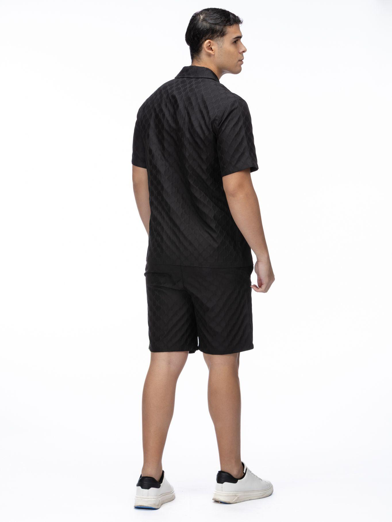 Camisa de manga corta en jacquard Negro Karl Lagerfeld-2