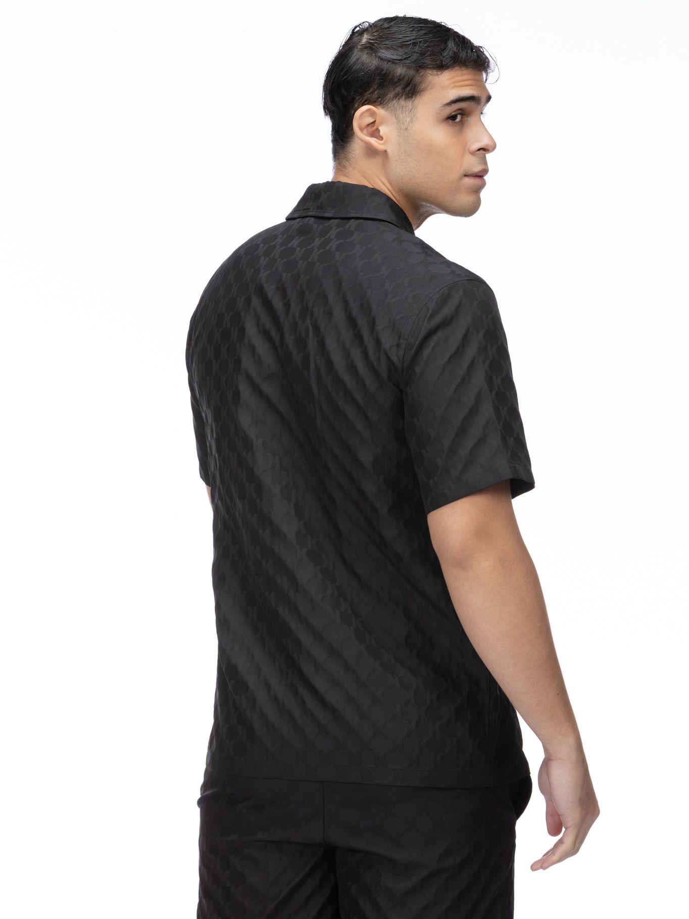Camisa de manga corta en jacquard Negro Karl Lagerfeld-3