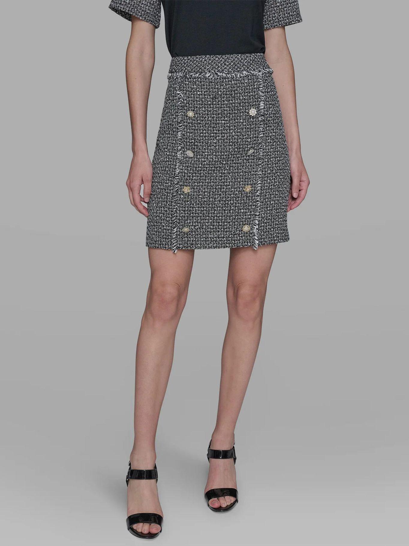 Falda de tweed con botones Multicolor Karl Lagerfeld-0