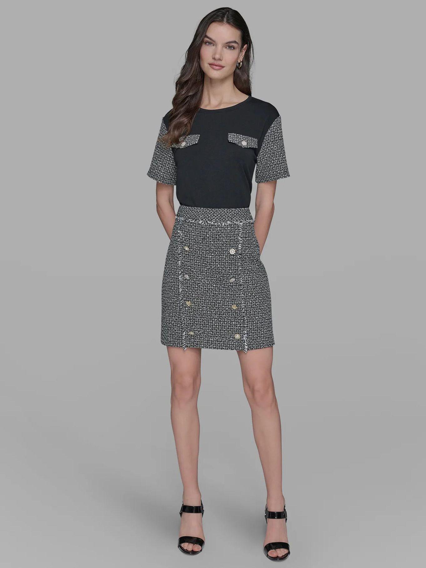 Falda de tweed con botones Multicolor Karl Lagerfeld-1