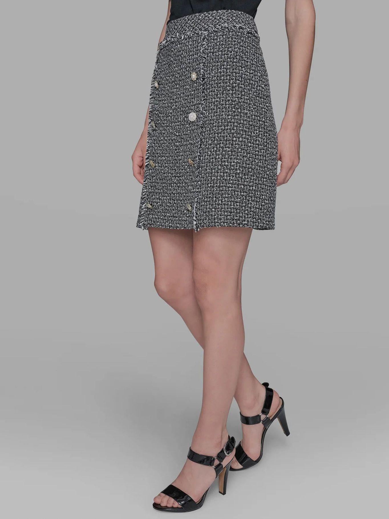 Falda de tweed con botones Multicolor Karl Lagerfeld-3