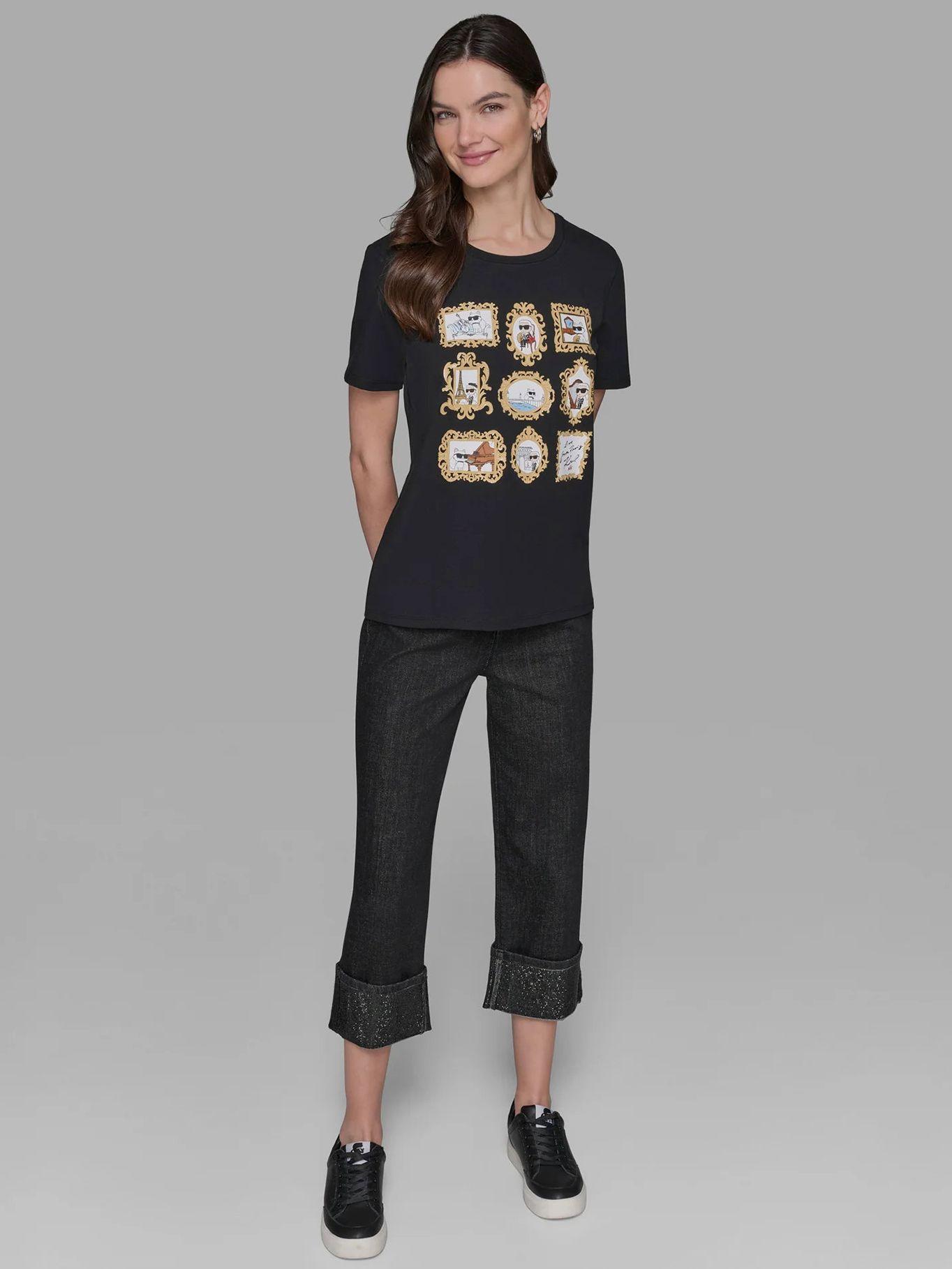 Polera con estampado gráfico de frames de Negro-1