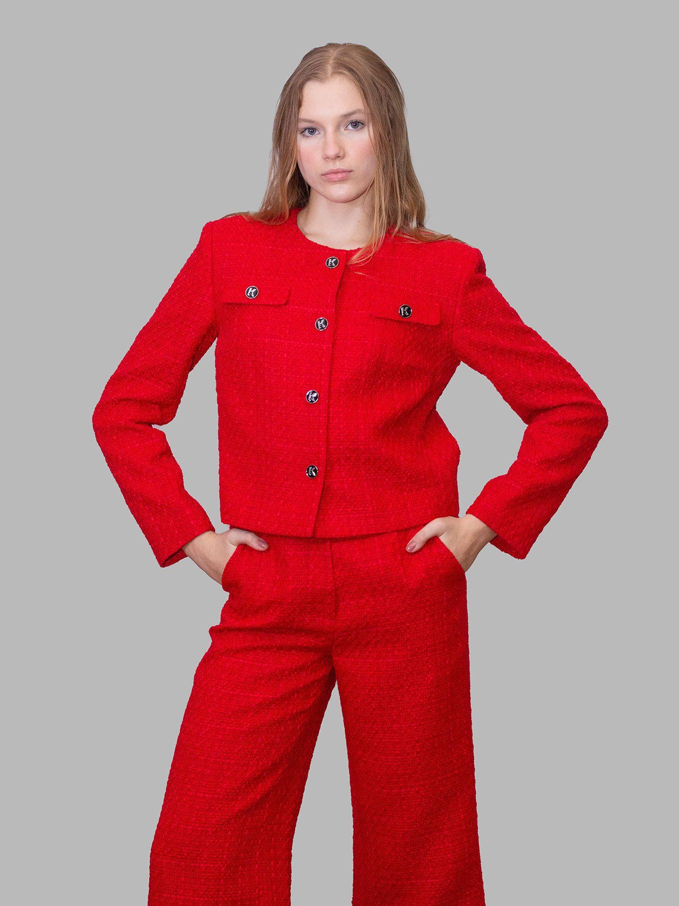 Chaqueta bouclé Rojo Karl Lagerfeld-3