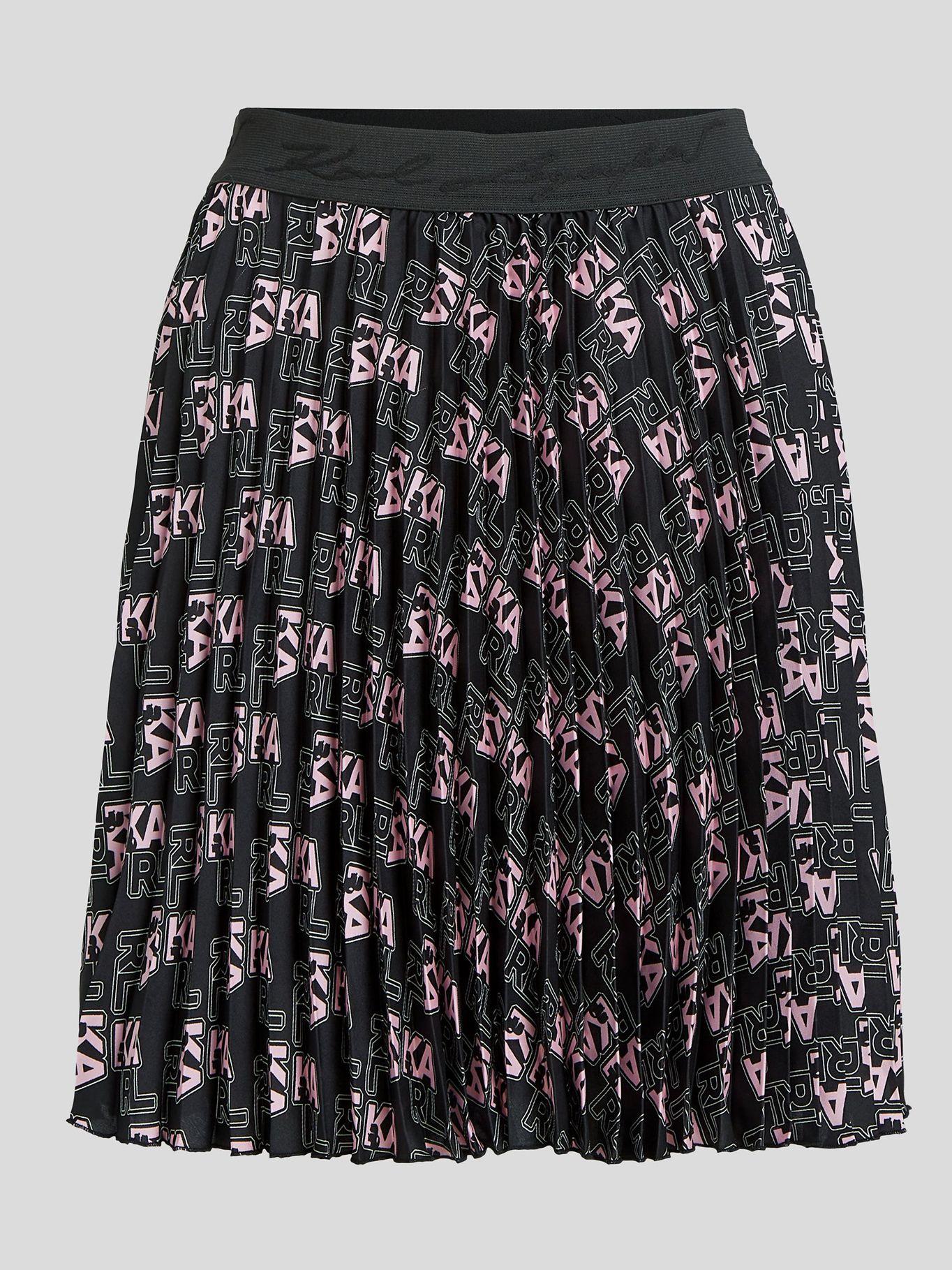 Falda corta plisada con estampado Rosado Karl Lagerfeld-0
