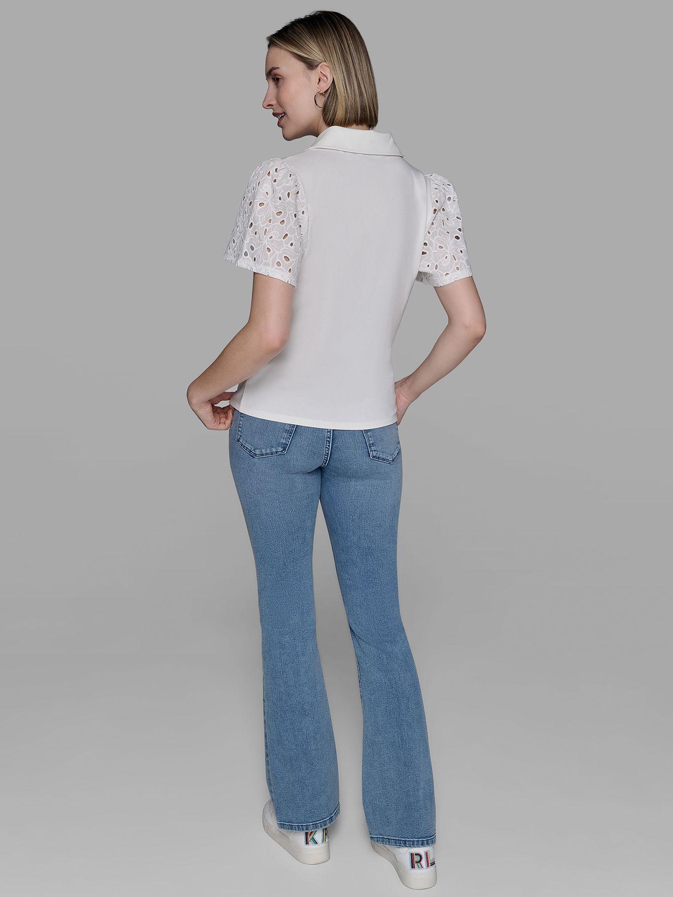 Camisa con mangas caladas Blanco Karl Lagerfeld-2