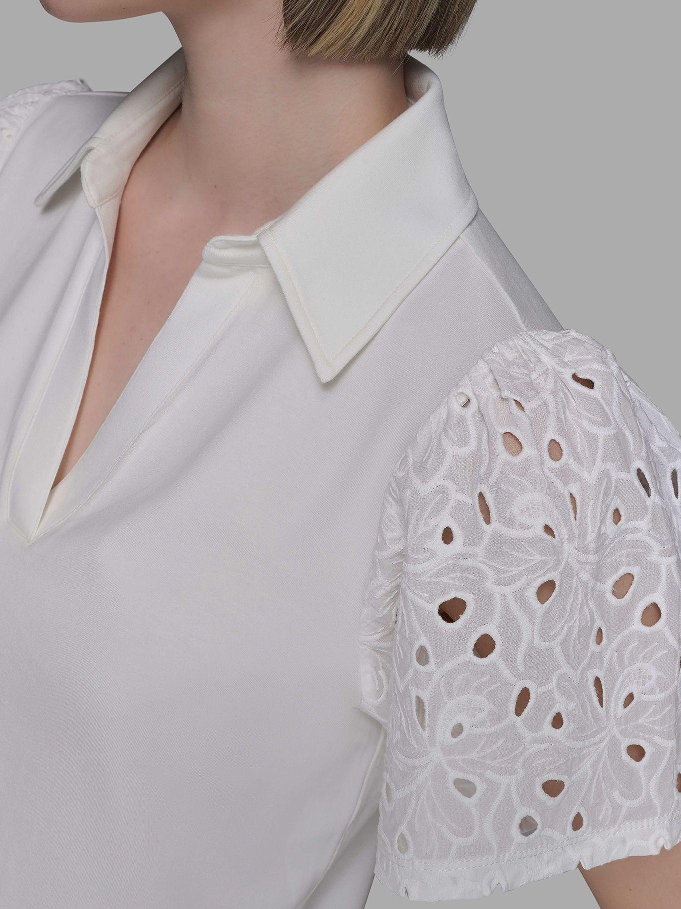 Camisa con mangas caladas Blanco Karl Lagerfeld-4