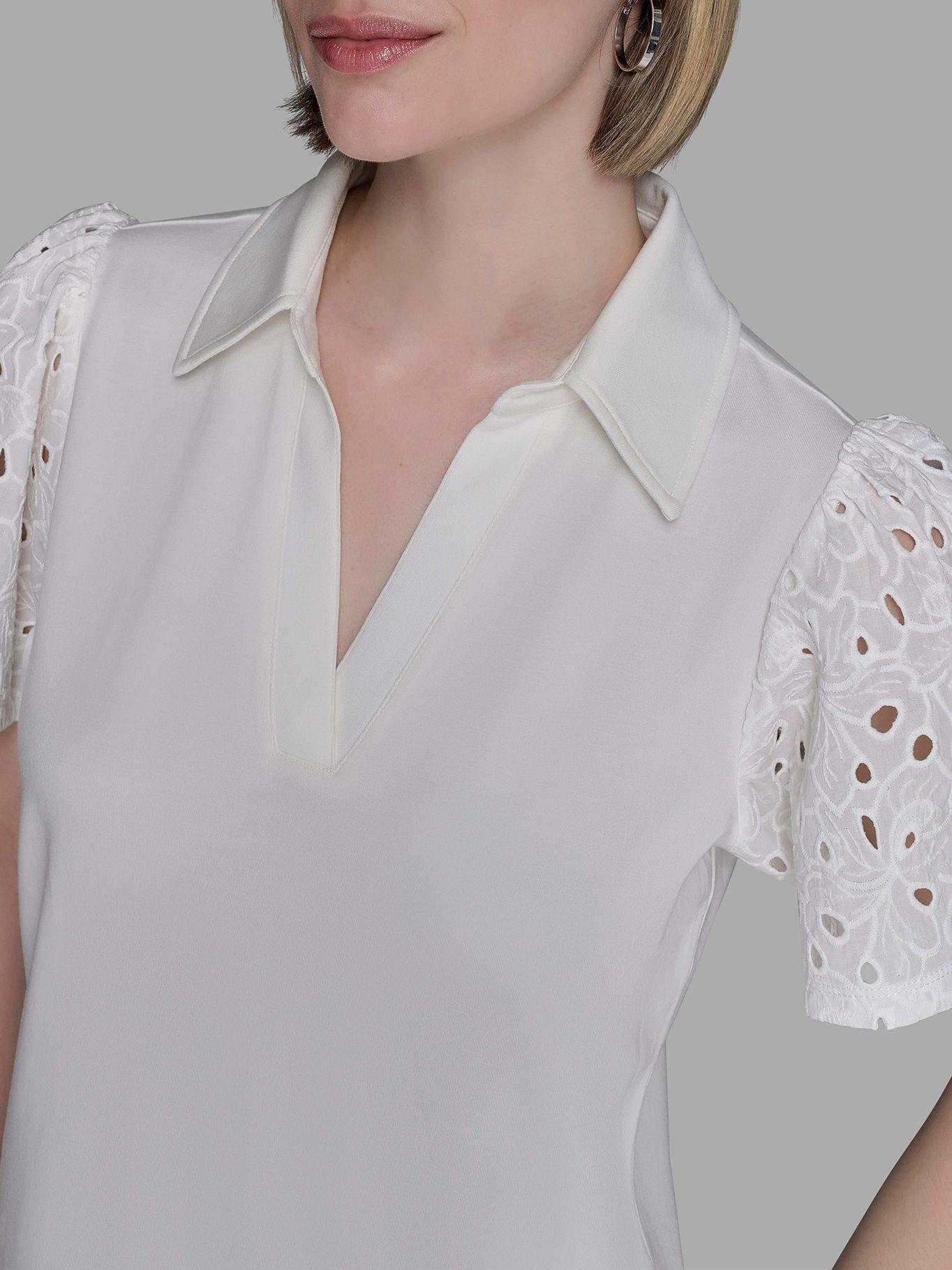 Camisa con mangas caladas Blanco Karl Lagerfeld-5