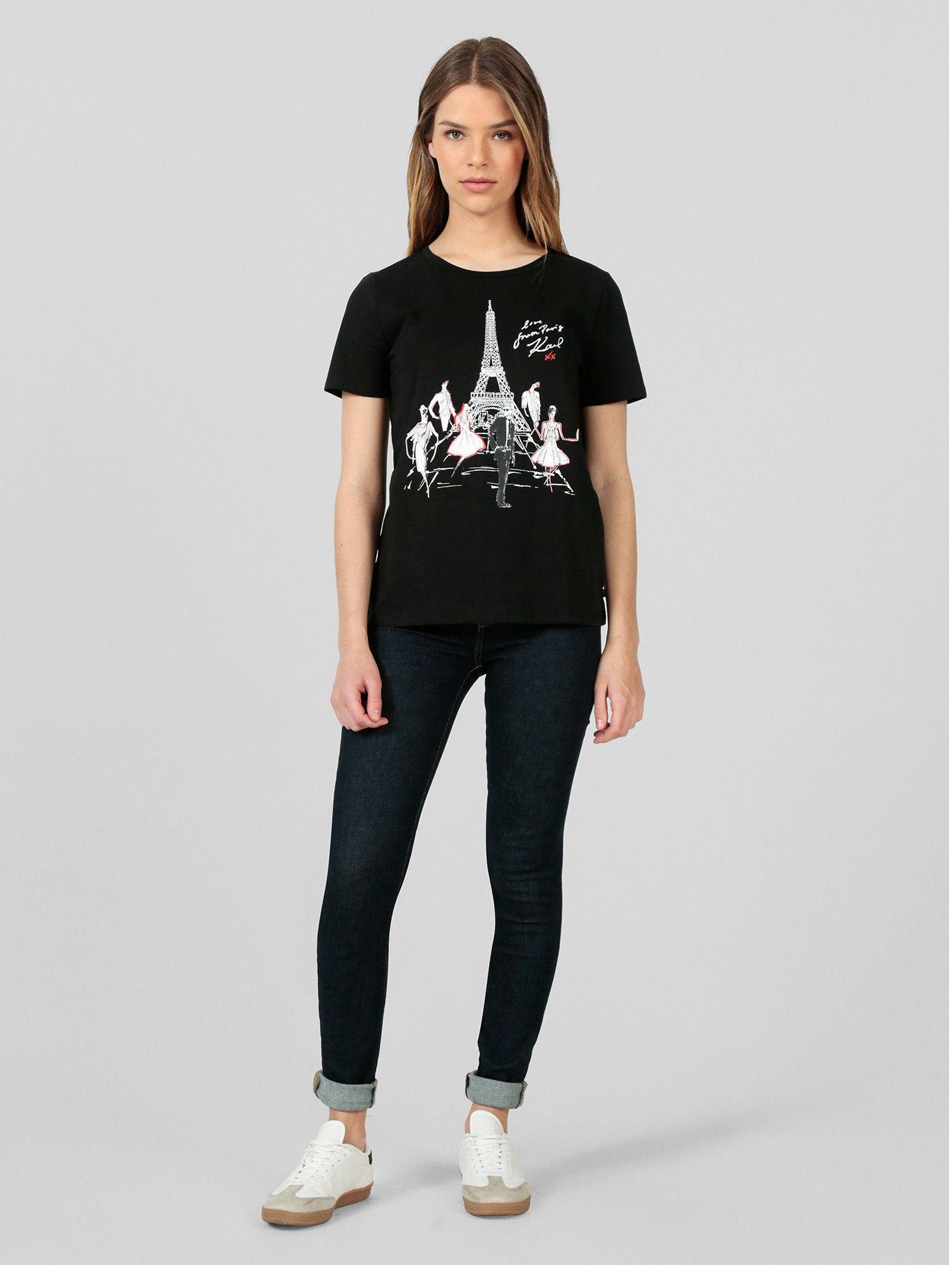 Polera gráfica con iconos de parís Negro Karl Lagerfeld-1