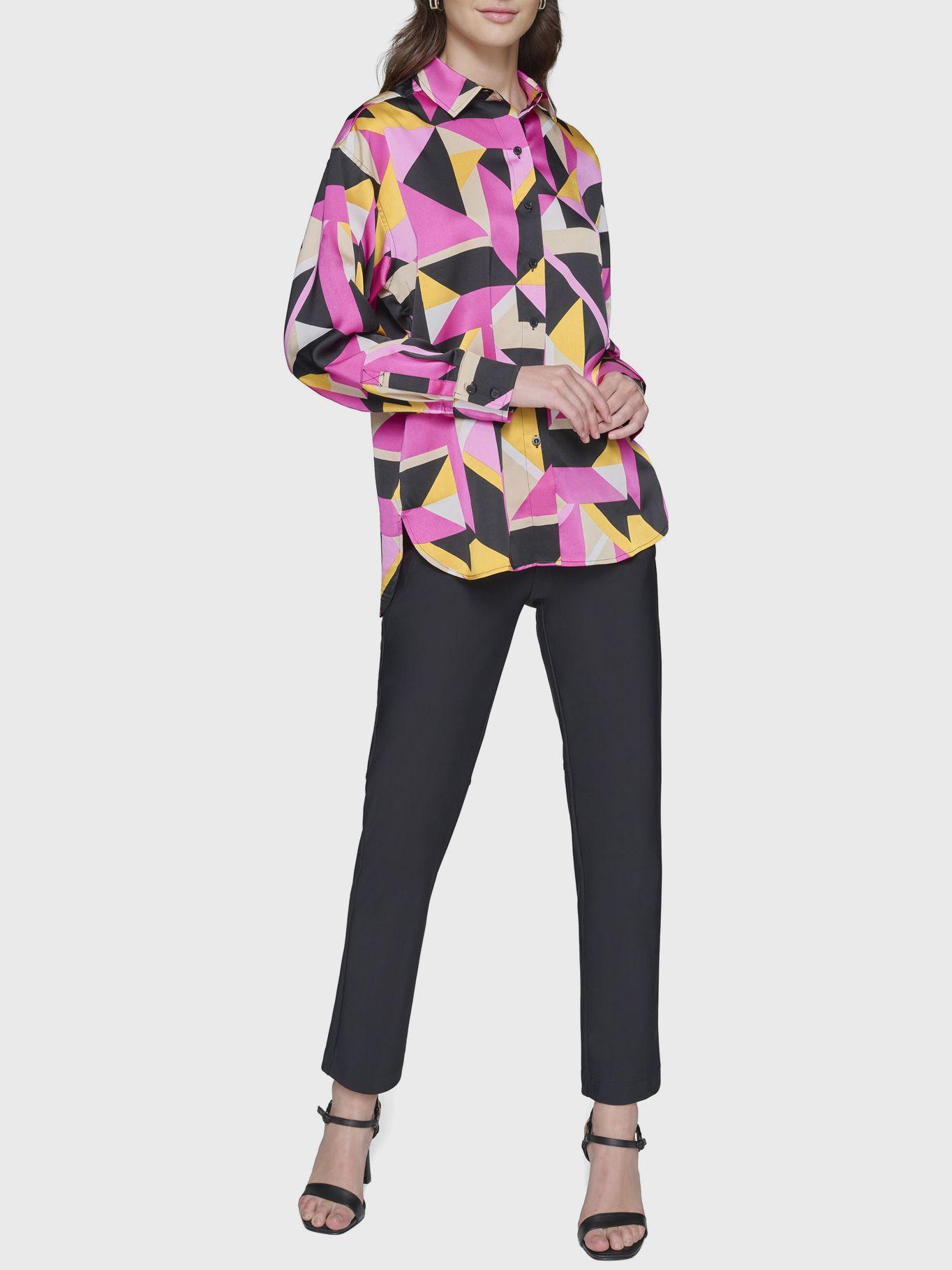 Blusa con print geométrico Fucsia-1