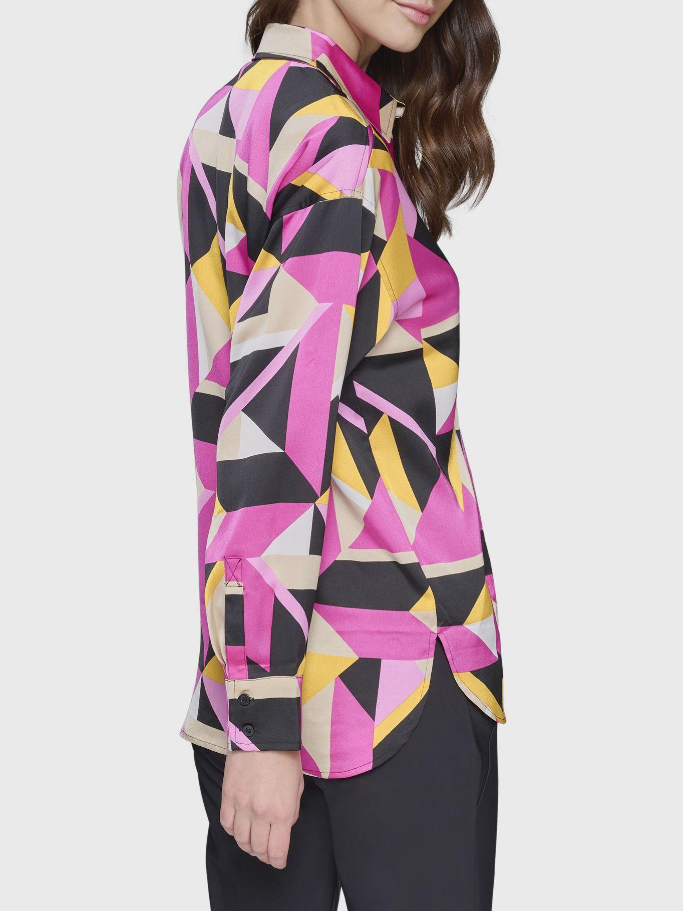 Blusa con print geométrico Fucsia-2