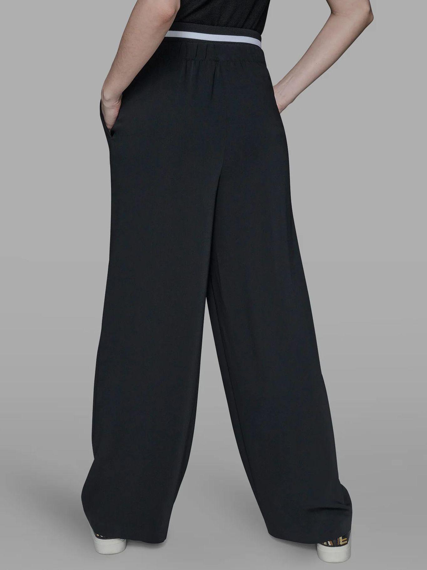 Pantalón fluido con doble pretina elástica Negro Karl-2