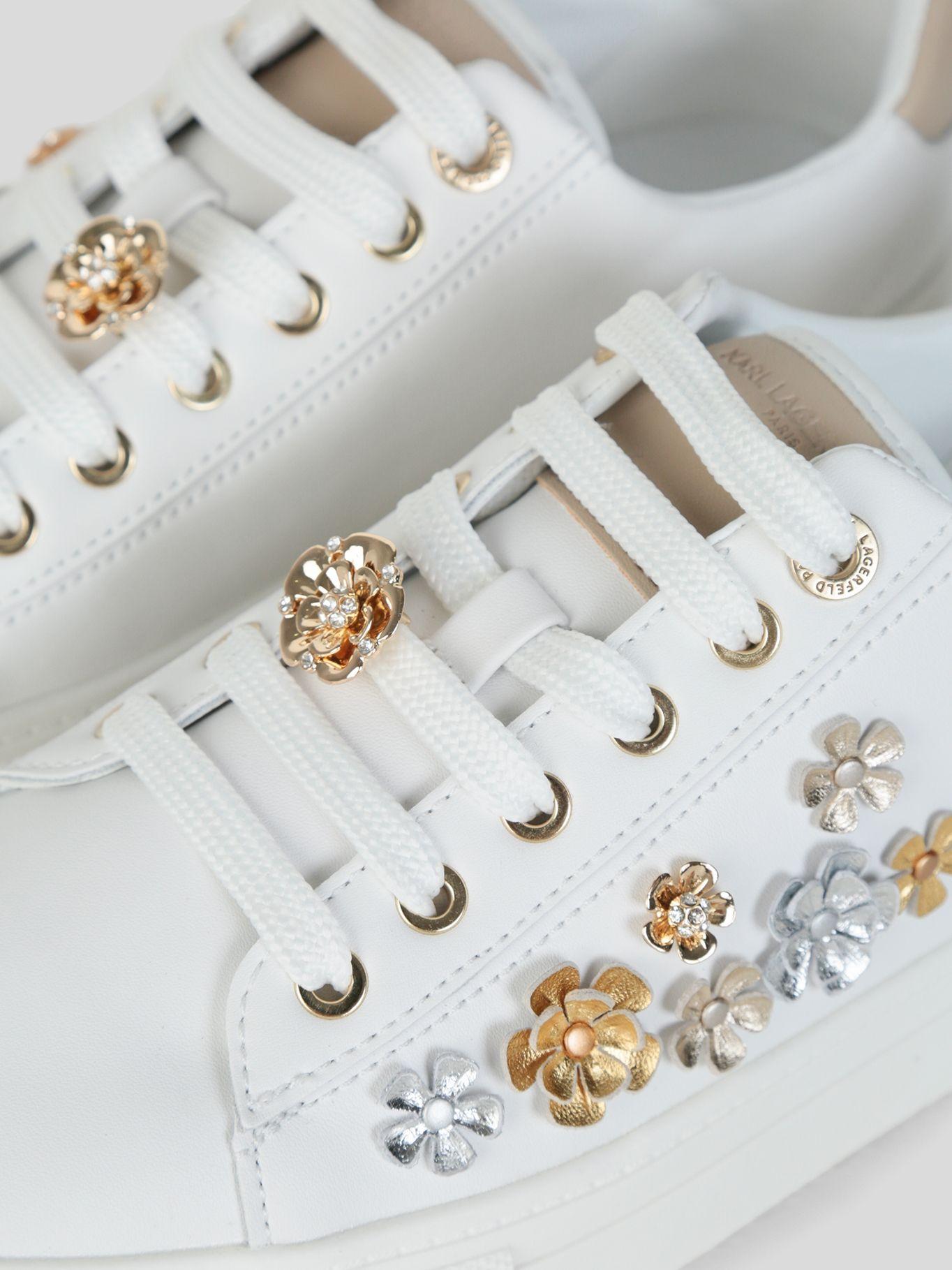 Zapatilla blancas aplicaciones metálicos Blanco-7