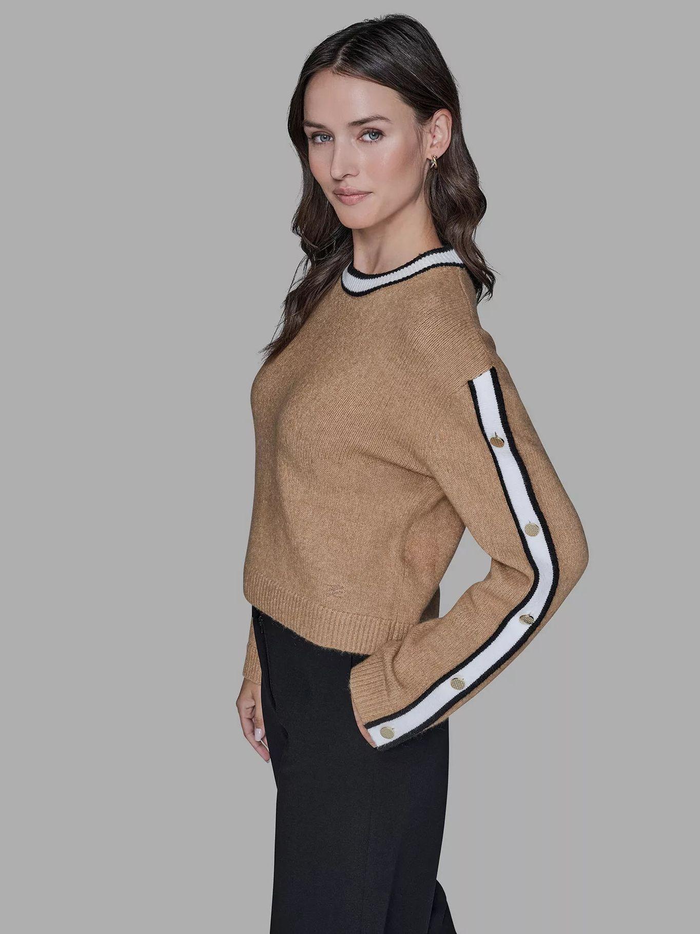 Sweater con botones en las mangas Beige Karl Lagerfeld-2