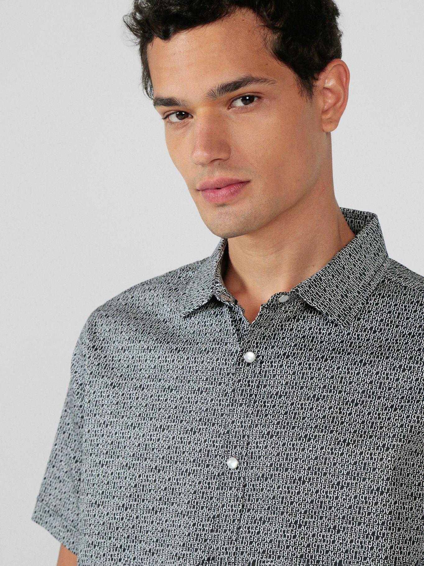 Camisa de estampado integral logo Negro Karl Lagerfeld-4