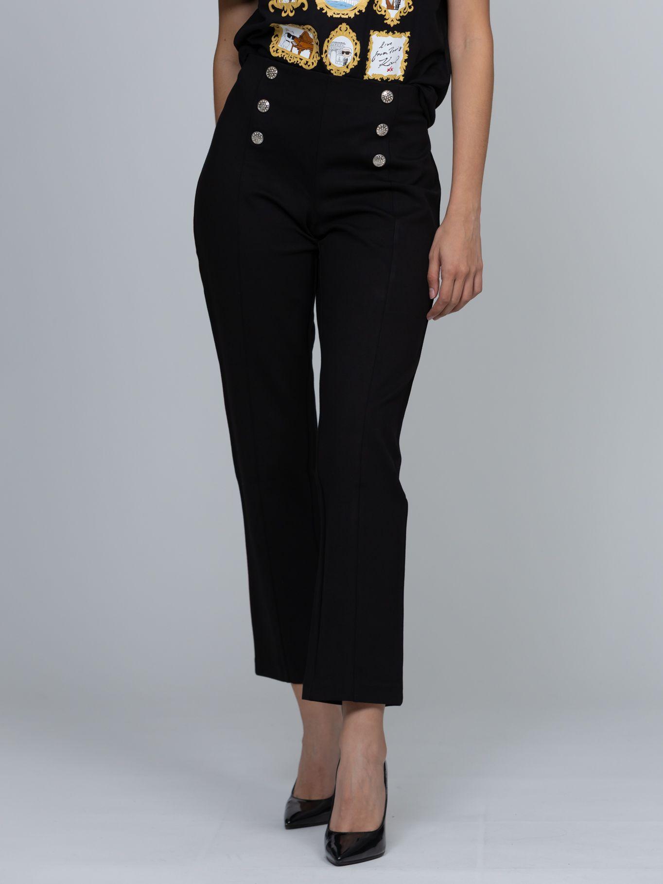 Pantalón con detalle de botones de cristal Negro Karl-0