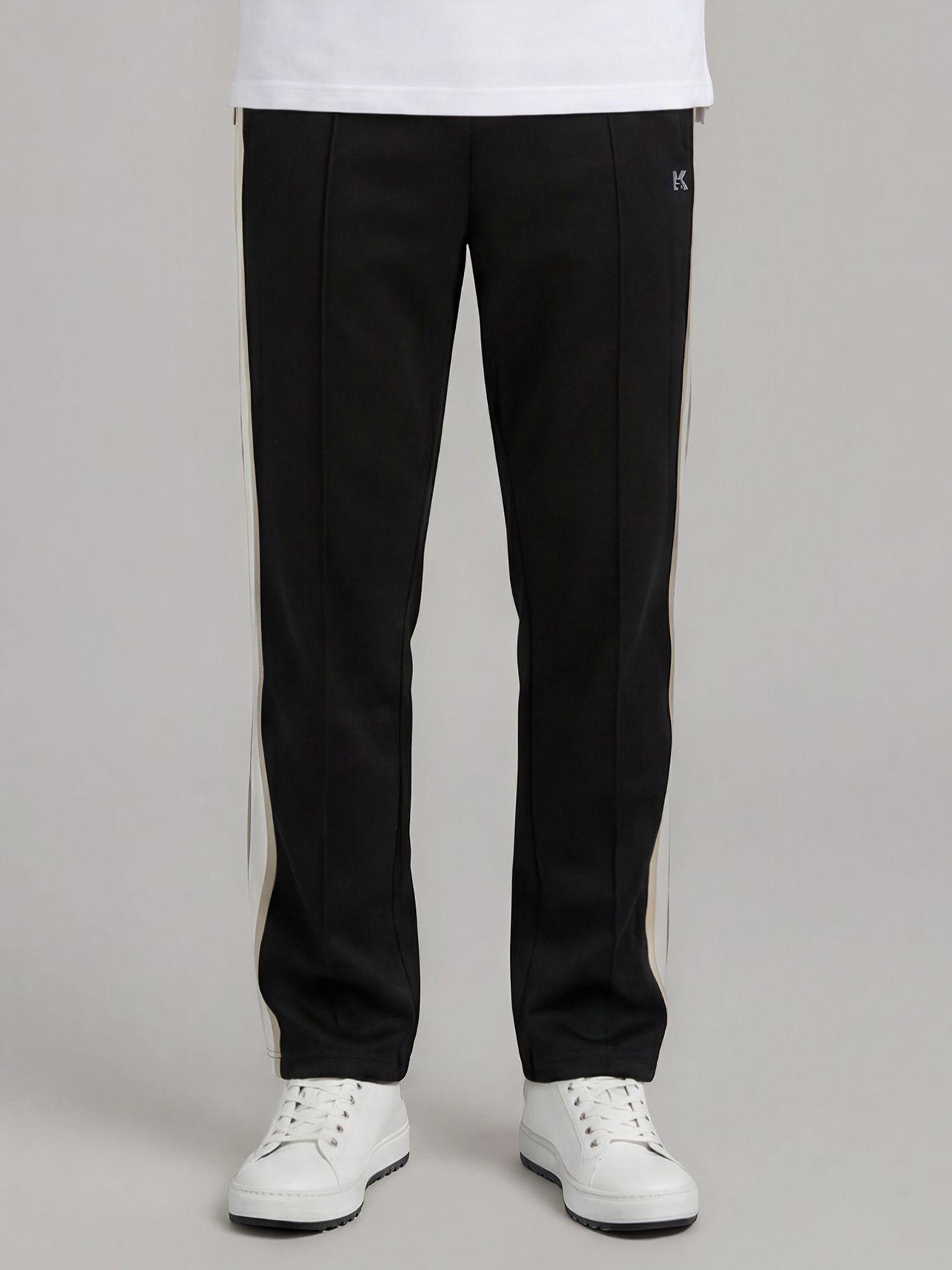 Pantalón deportivo con franjas laterales Negro Karl-1