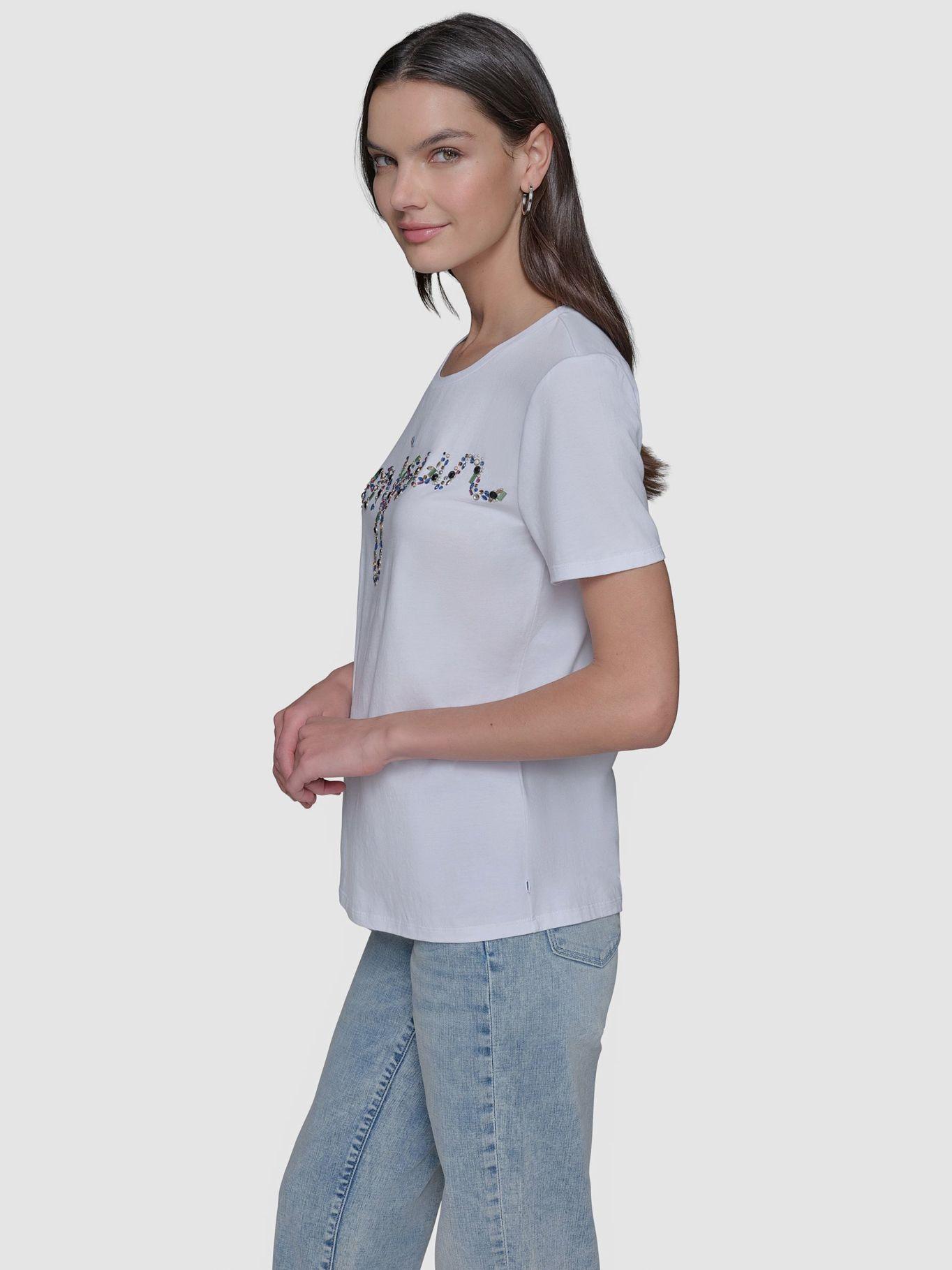 Polera estampado gráfico bonjour Blanco Karl Lagerfeld-4